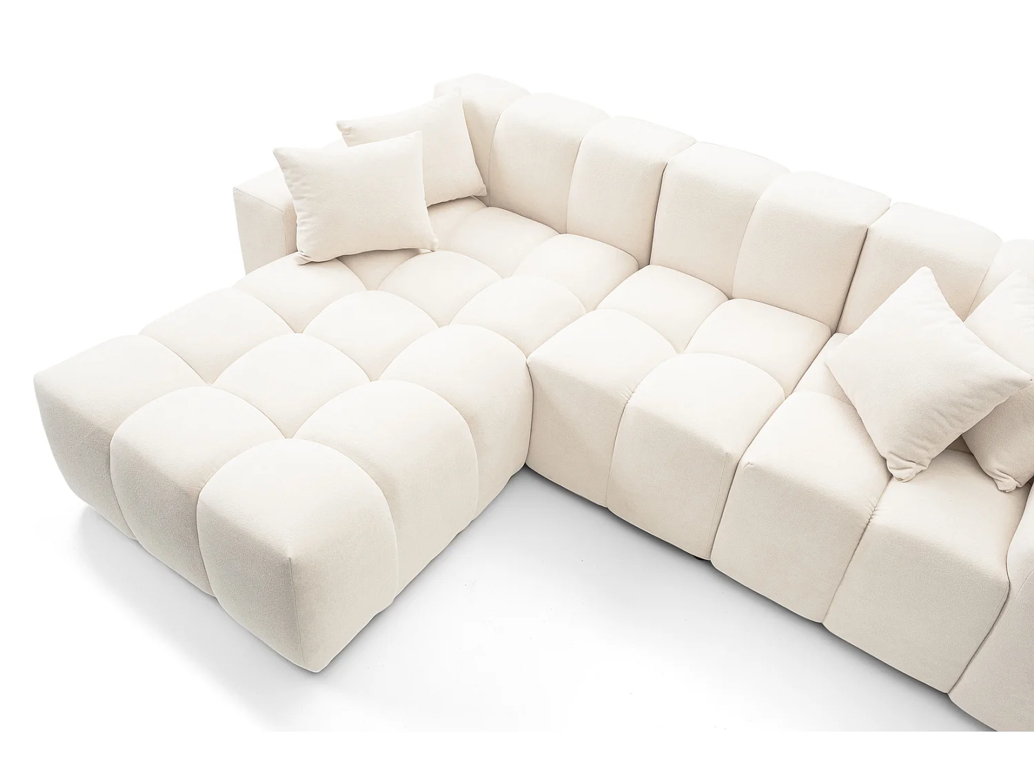 Emporius Napoli Gauche Canapé d'angle, Canapé  4 Places, Canapé d'angle 265x180 cm Crème (Komodo 10)