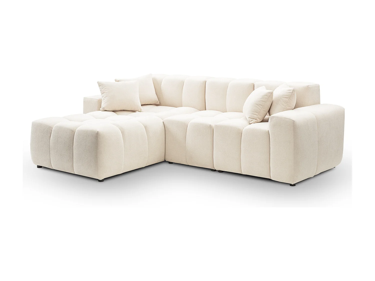 Emporius Napoli Gauche Canapé d'angle, Canapé  4 Places, Canapé d'angle 265x180 cm Crème (Komodo 10)