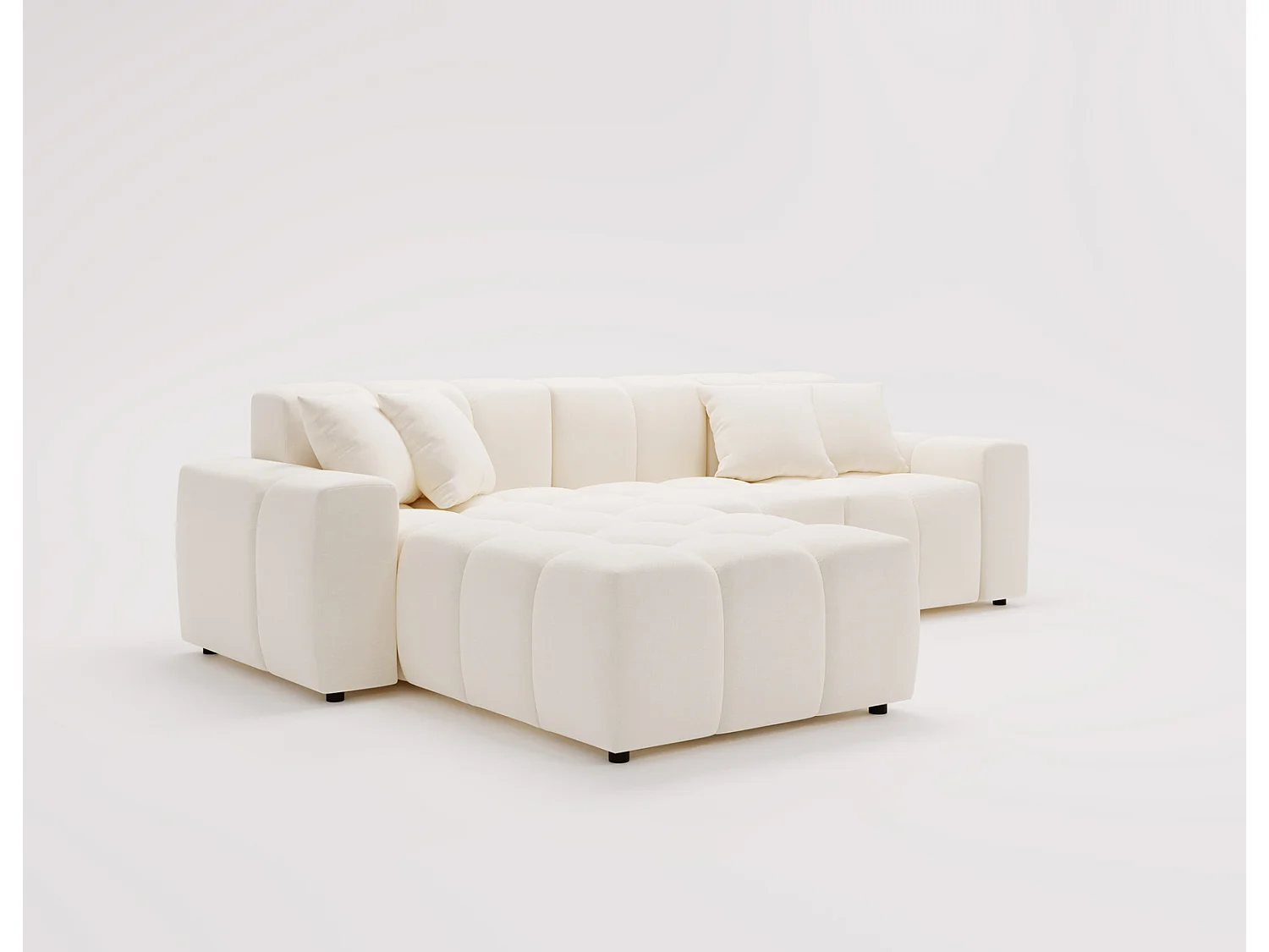 Emporius Napoli Gauche Canapé d'angle, Canapé  4 Places, Canapé d'angle 265x180 cm Crème (Komodo 10)