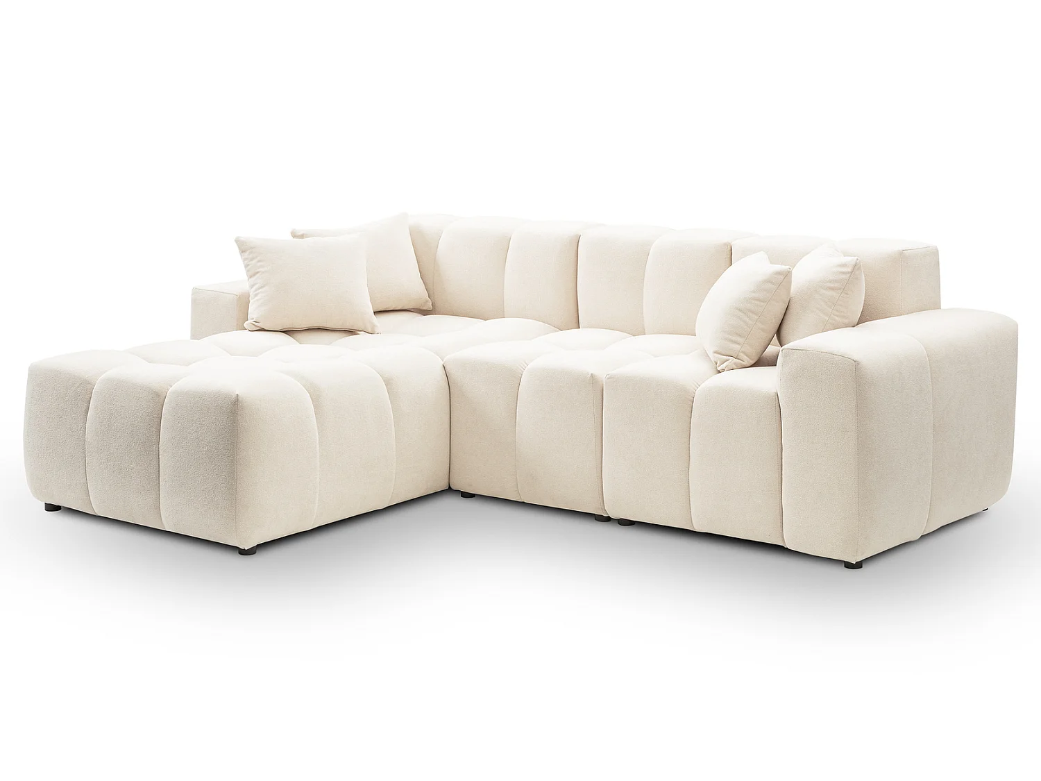 Hoekbank Napoli 265x180 cm, sofa, woonkamerbank, links, crème
