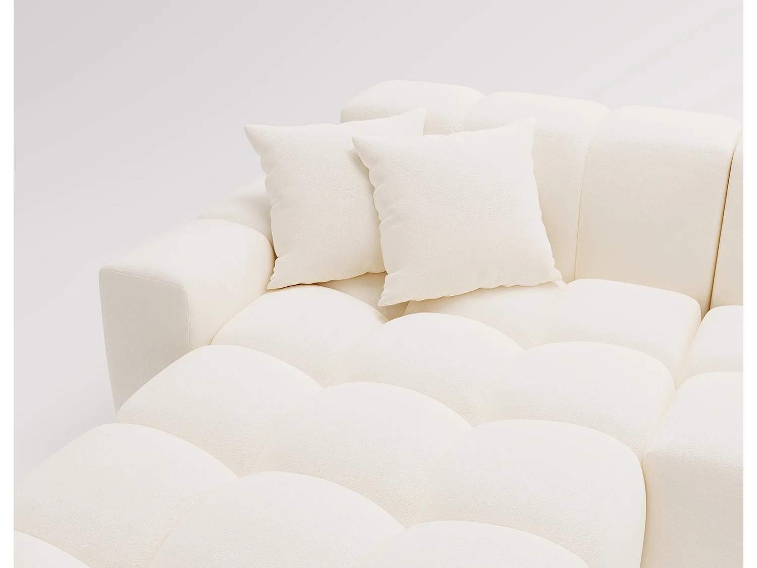 Hoekbank Napoli 265x180 cm, sofa, woonkamerbank, links, crème