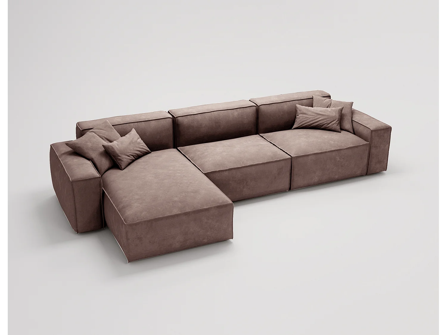 Emporius Figo links Hoekbank 265x180 cm, hoekbank in L-vorm, bank voor woonkamer bruin (Whisper 5)