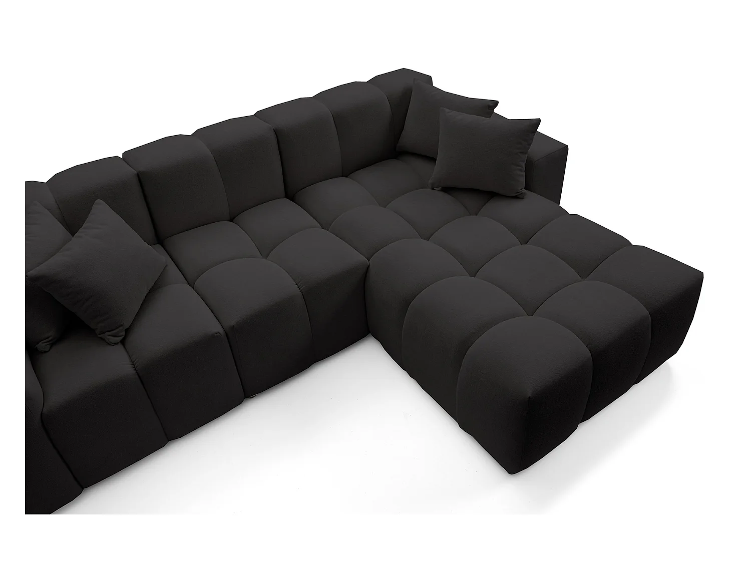 Emporius Napoli Droit Canapé d'angle, Canapé  4 Places, Canapé d'angle 265x180 cm Noir (Komodo 23)