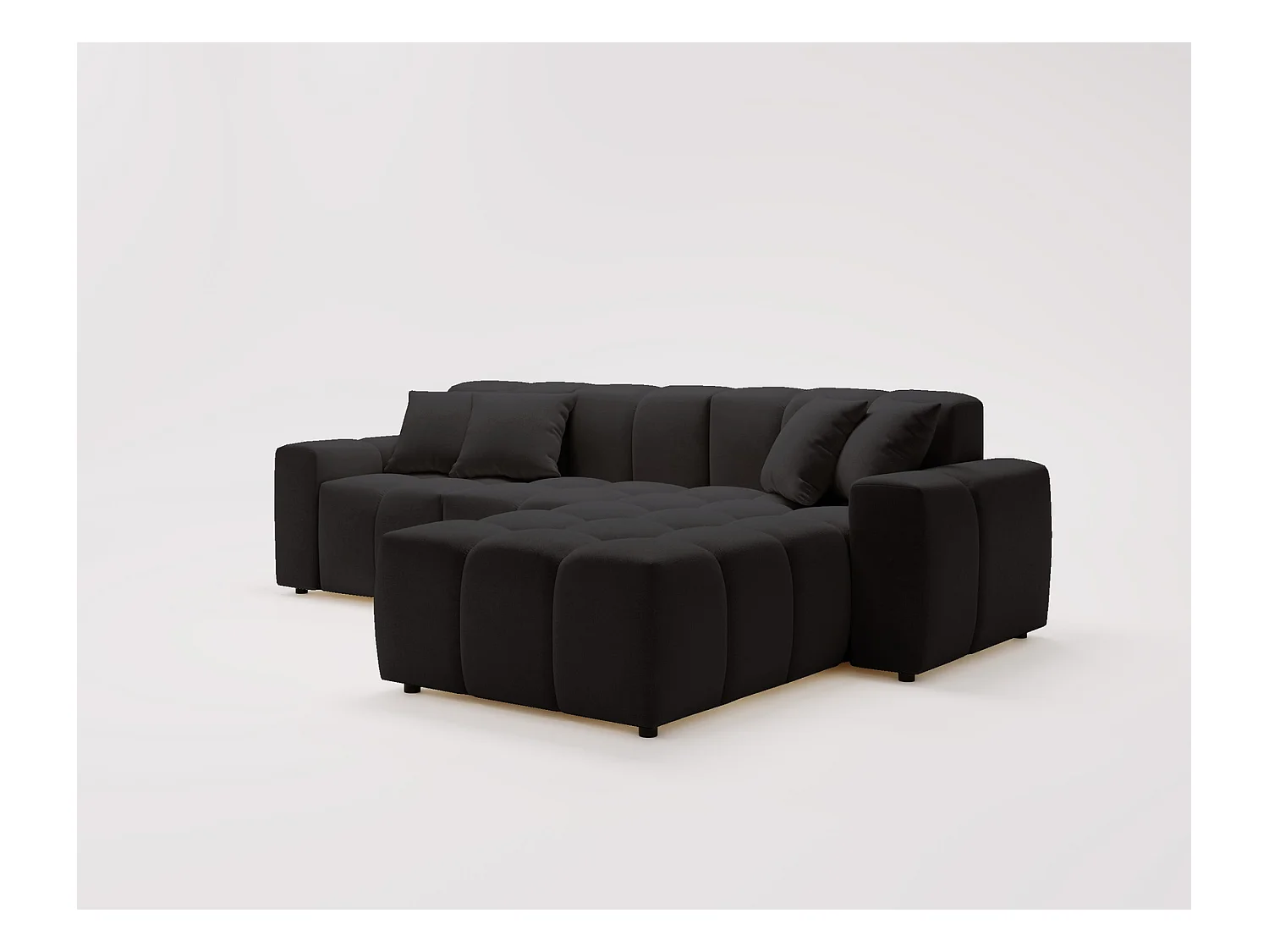 Emporius Napoli Droit Canapé d'angle, Canapé  4 Places, Canapé d'angle 265x180 cm Noir (Komodo 23)