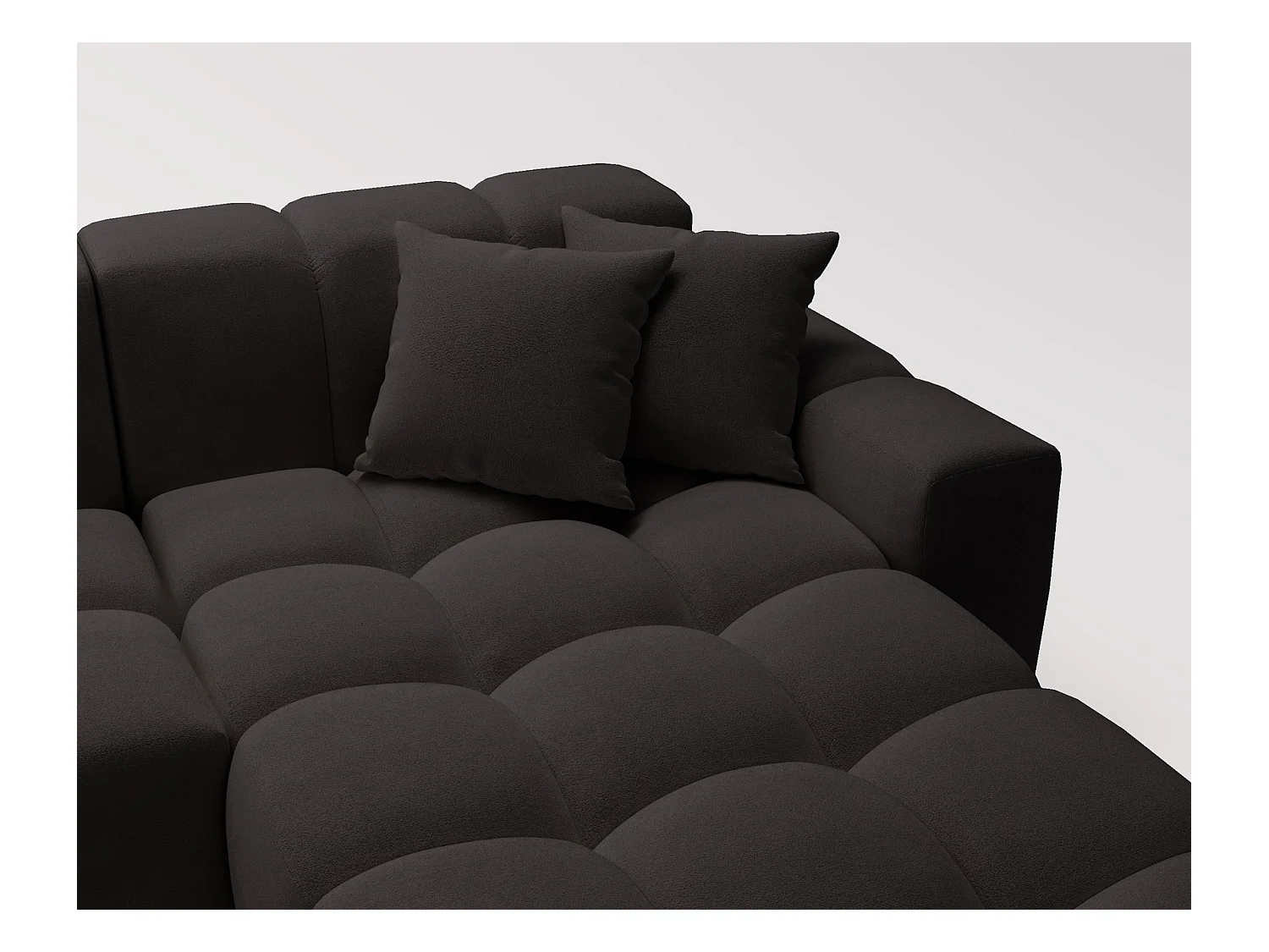 Emporius Napoli Droit Canapé d'angle, Canapé  4 Places, Canapé d'angle 265x180 cm Noir (Komodo 23)