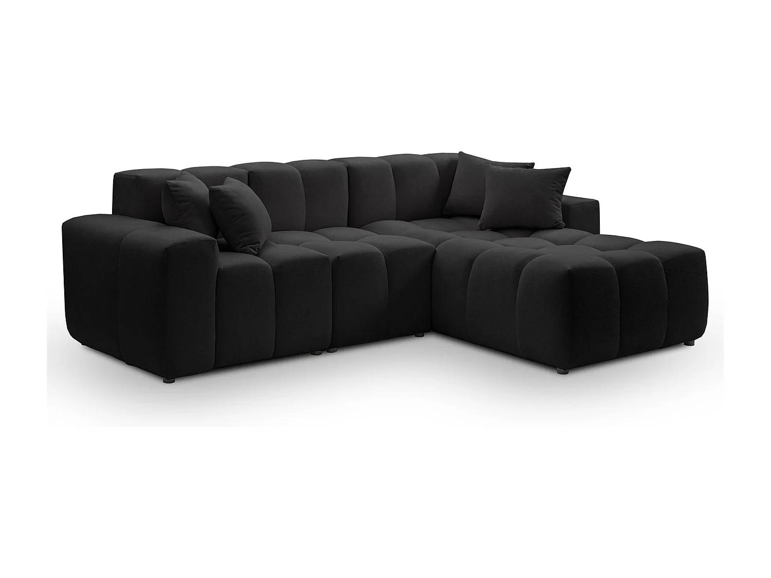 Emporius Napoli Droit Canapé d'angle, Canapé  4 Places, Canapé d'angle 265x180 cm Noir (Komodo 23)