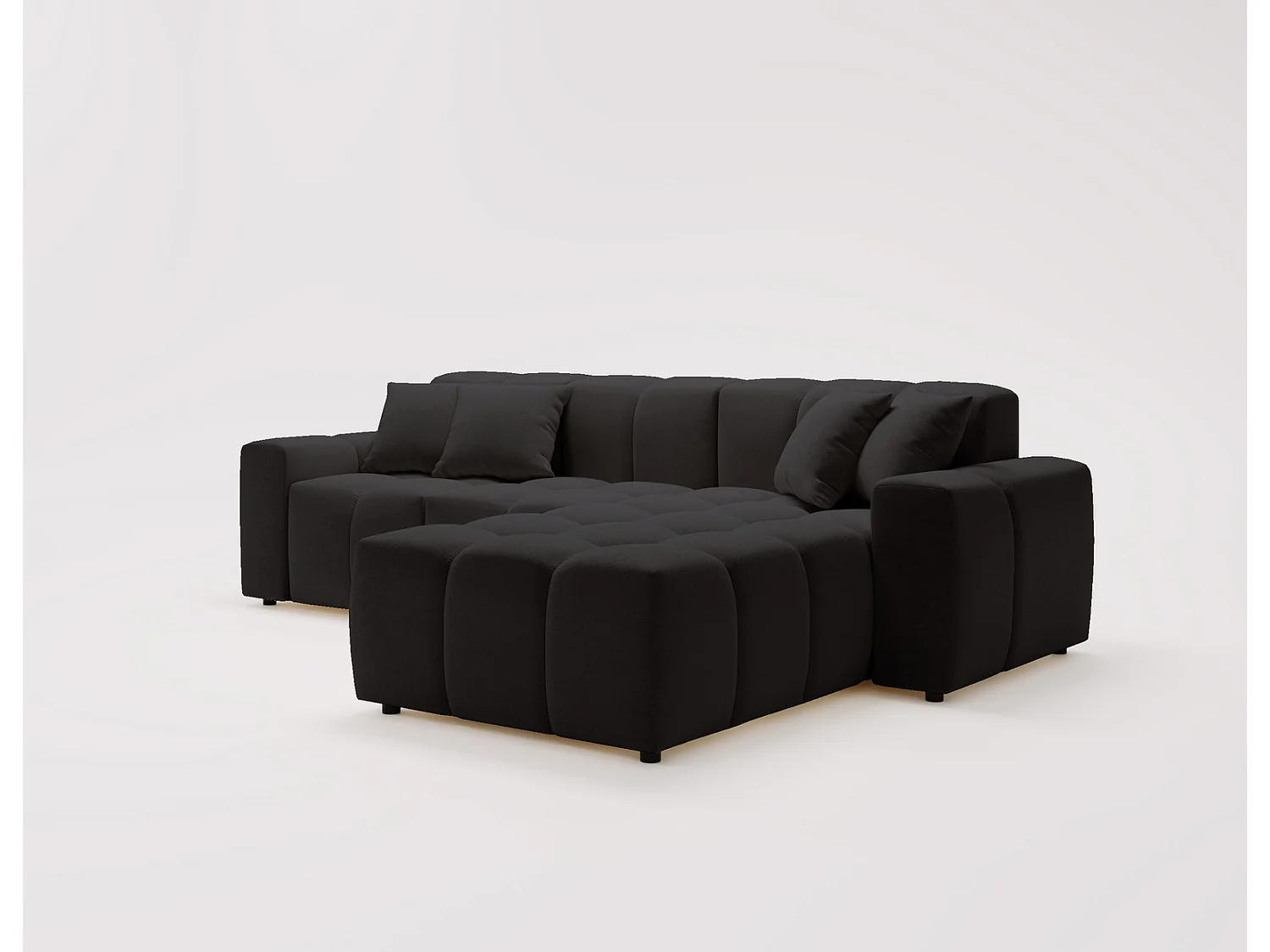 Emporius Napoli Droit Canapé d'angle, Canapé  4 Places, Canapé d'angle 265x180 cm Noir (Komodo 23)