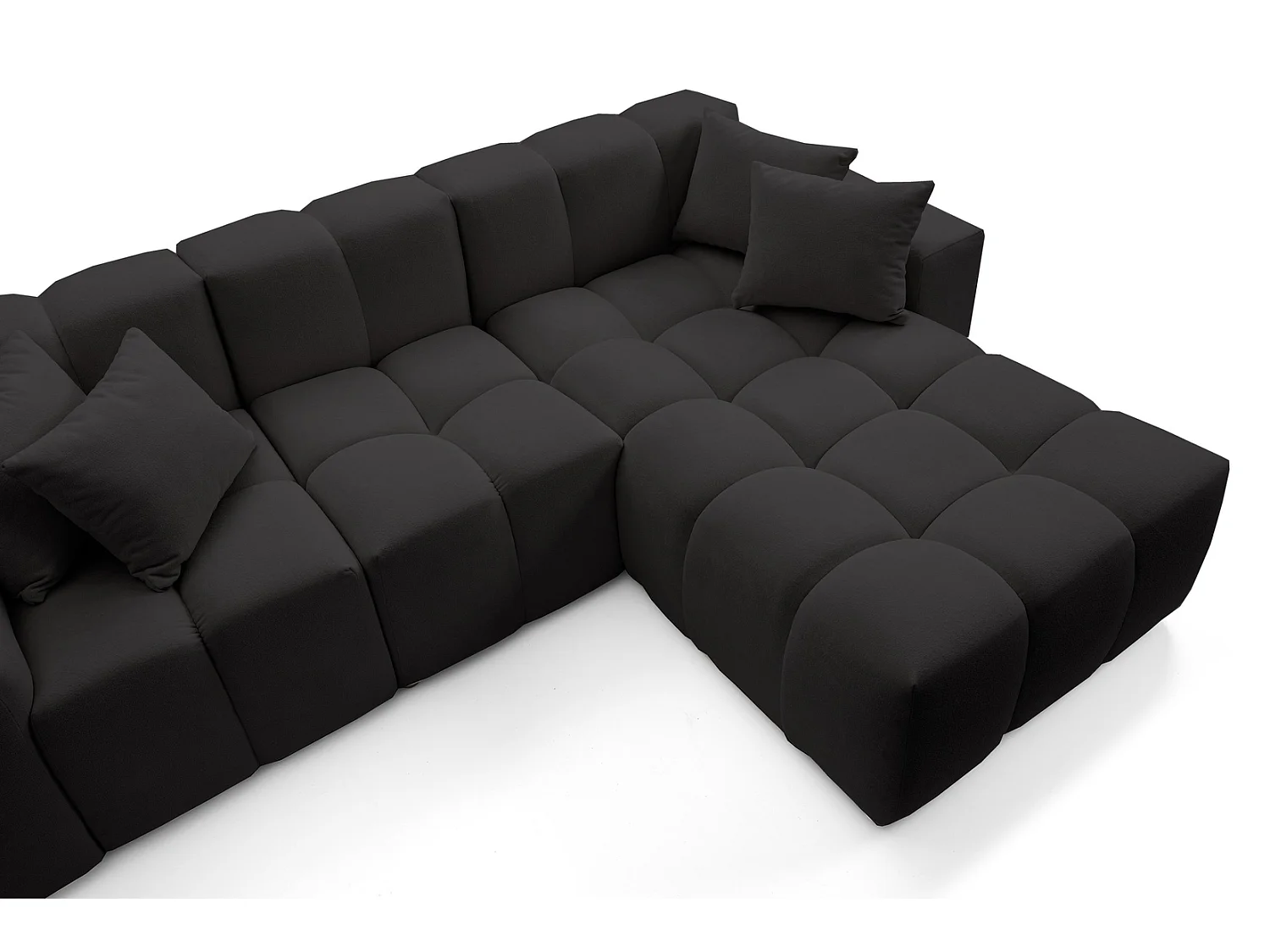 Hoekbank Napoli 265x180 cm, sofa, woonkamerbank, rechts, zwart