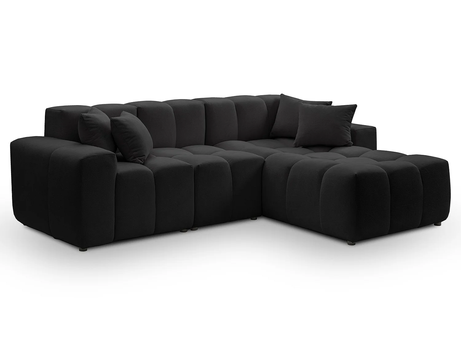 Hoekbank Napoli 265x180 cm, sofa, woonkamerbank, rechts, zwart