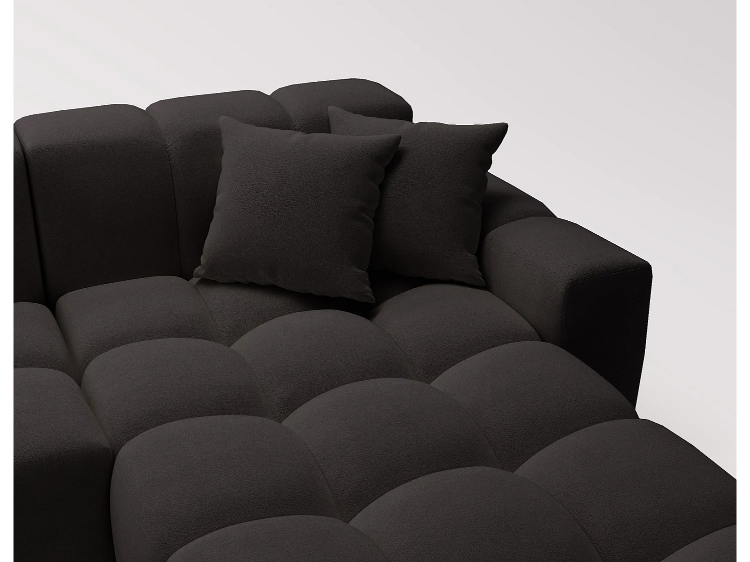Hoekbank Napoli 265x180 cm, sofa, woonkamerbank, rechts, zwart