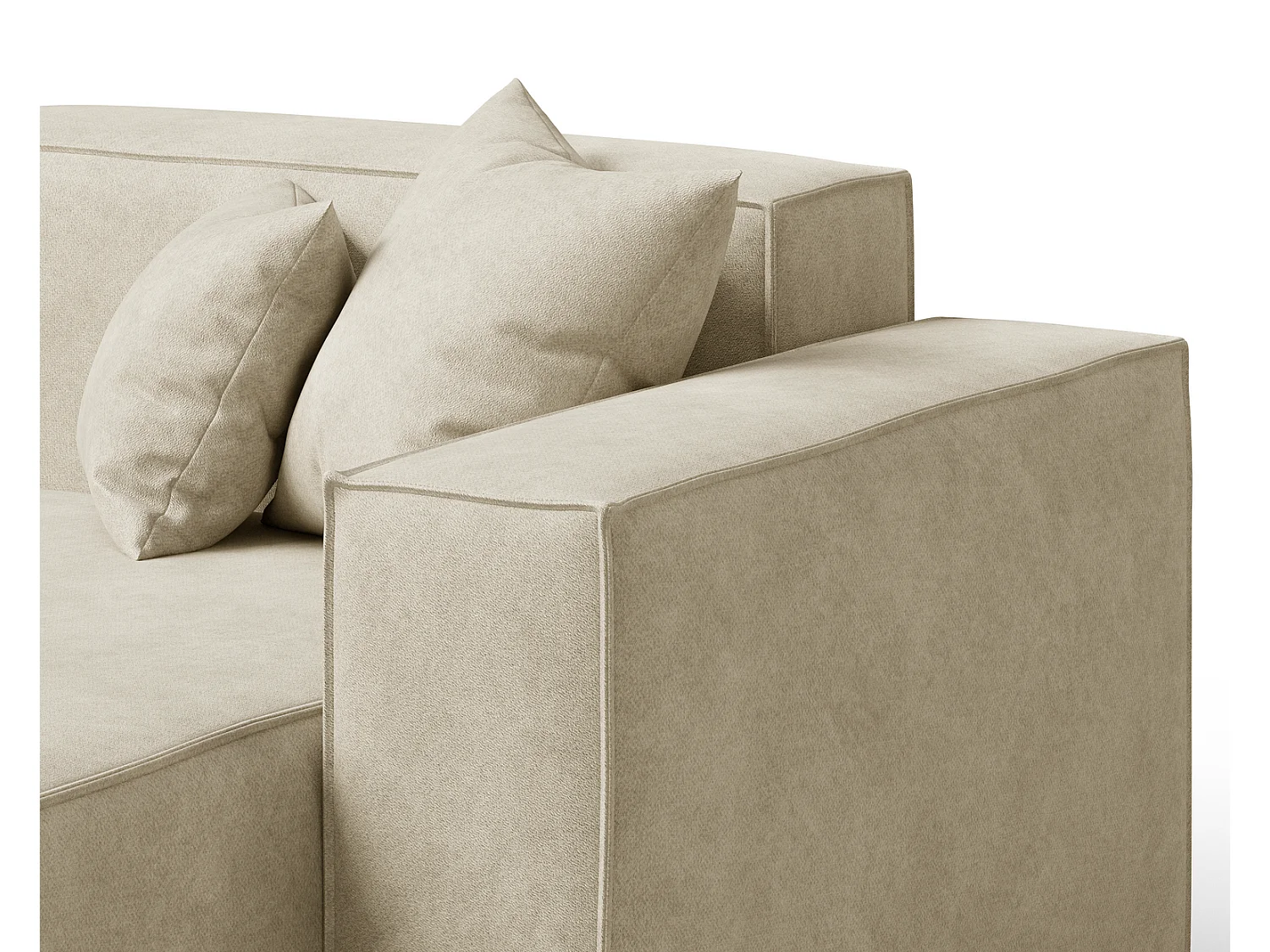 Canapé d'angle Figo, 265x180 cm, design moderne, droit, beige