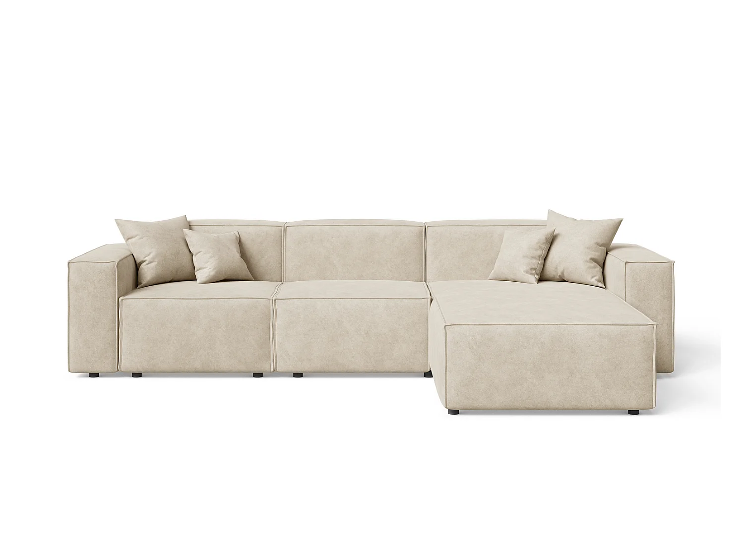 Canapé d'angle Figo, 265x180 cm, design moderne, droit, beige