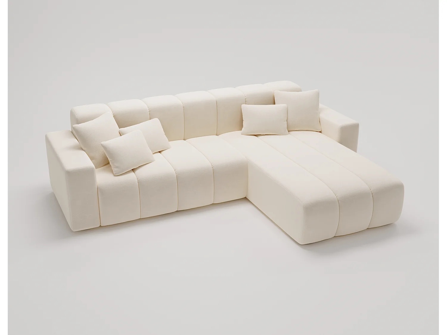 Emporius Miral narożnik w kształcie L - sofa do salonu bez funkcji spania i bez pojemnika - nowoczesny styl, prawostronny, tkanina aksamitna, kremowy (Komodo 10)