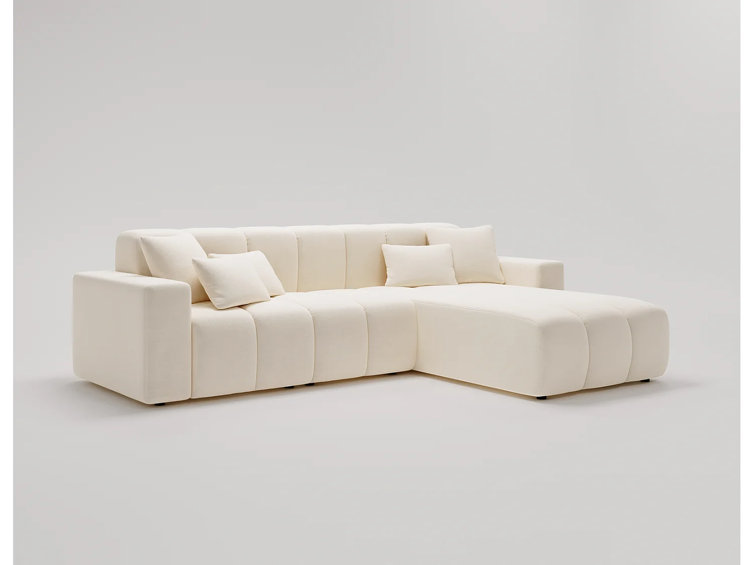 Emporius Miral rechts Hoekbank in L-vorm - sofa 265 cm, woonkamerbank, hoekbank crème (Komodo 10)