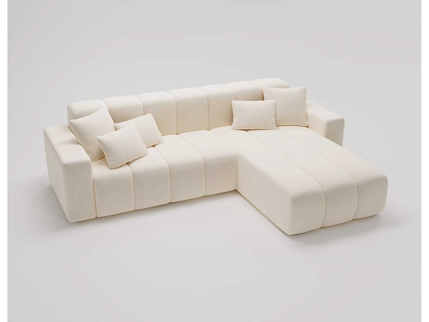 Emporius Miral rechts Hoekbank in L-vorm - sofa 265 cm, woonkamerbank, hoekbank crème (Komodo 10)