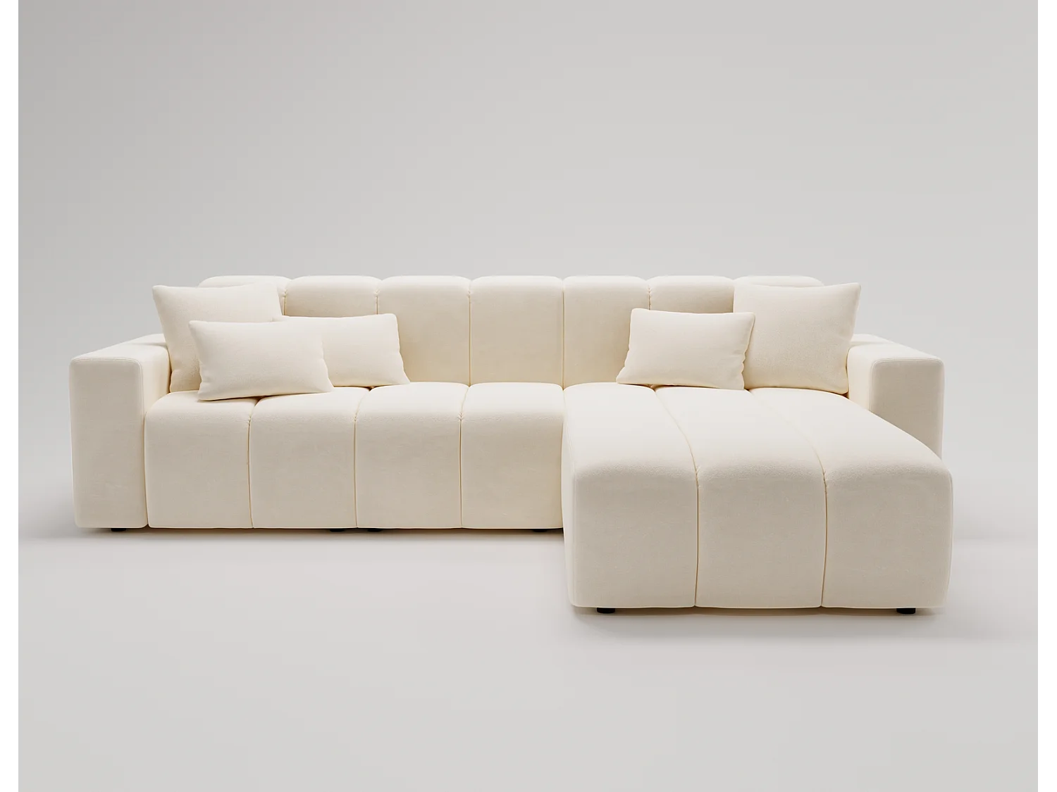 Emporius Miral rechts Hoekbank in L-vorm - sofa 265 cm, woonkamerbank, hoekbank crème (Komodo 10)