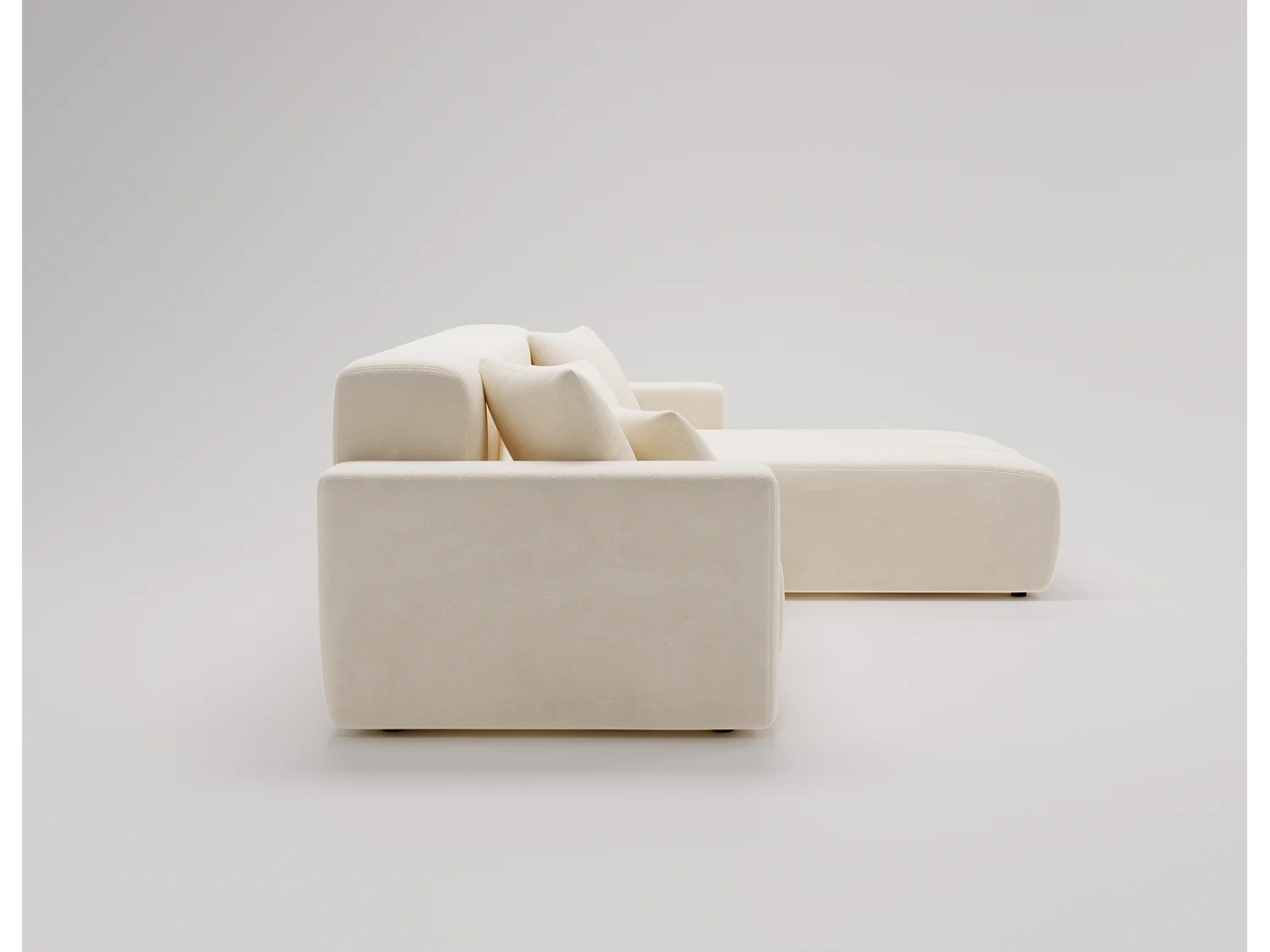 Emporius Miral rechts Hoekbank in L-vorm - sofa 265 cm, woonkamerbank, hoekbank crème (Komodo 10)