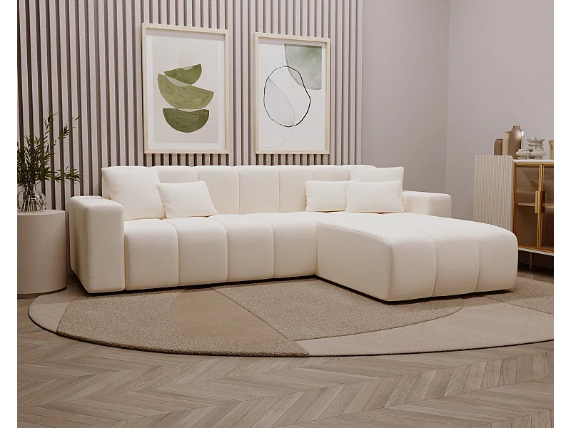 Emporius Miral Droit Canapé d'angle 265 cm - Sofa, Canapé  4 Places,  Canapé d'angle Crème (Komodo 10)