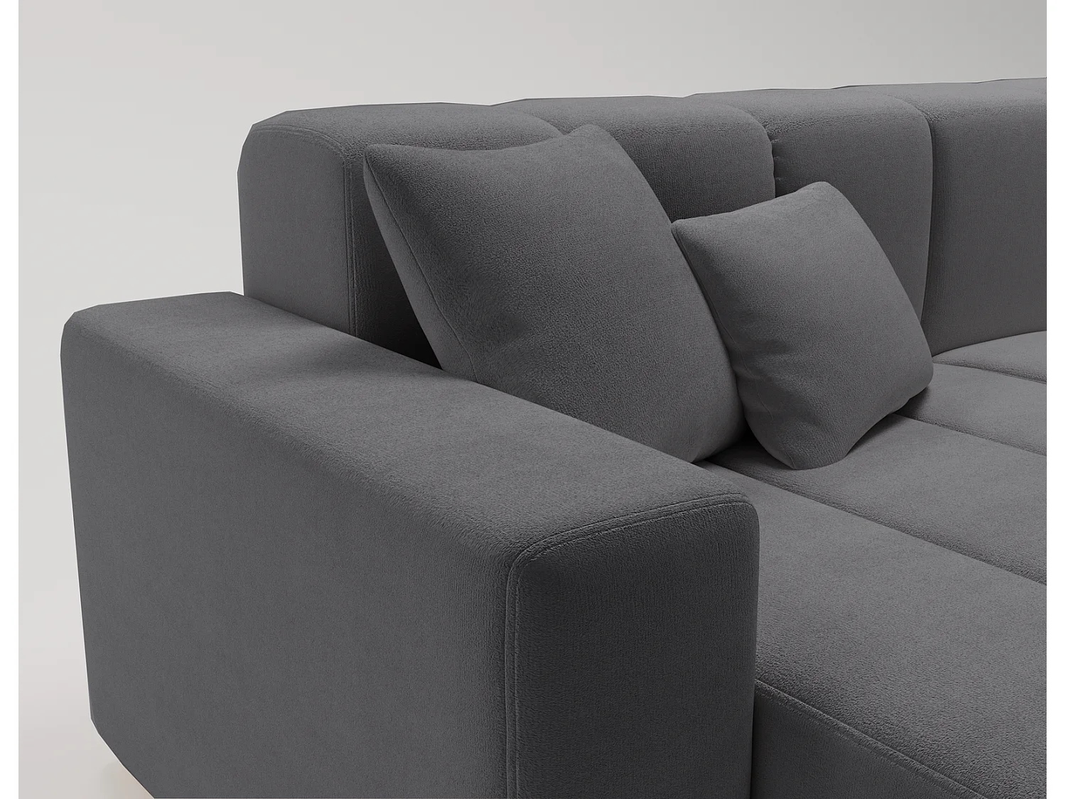 Emporius Miral narożnik w kształcie L - sofa do salonu bez funkcji spania i bez pojemnika - nowoczesny styl, lewostronny, tkanina aksamitna, szary (Komodo 21)