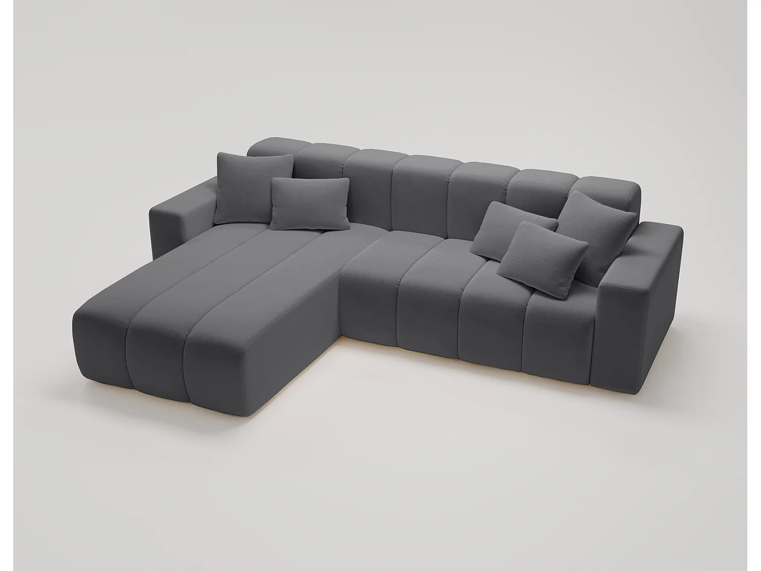 Emporius Miral narożnik w kształcie L - sofa do salonu bez funkcji spania i bez pojemnika - nowoczesny styl, lewostronny, tkanina aksamitna, szary (Komodo 21)