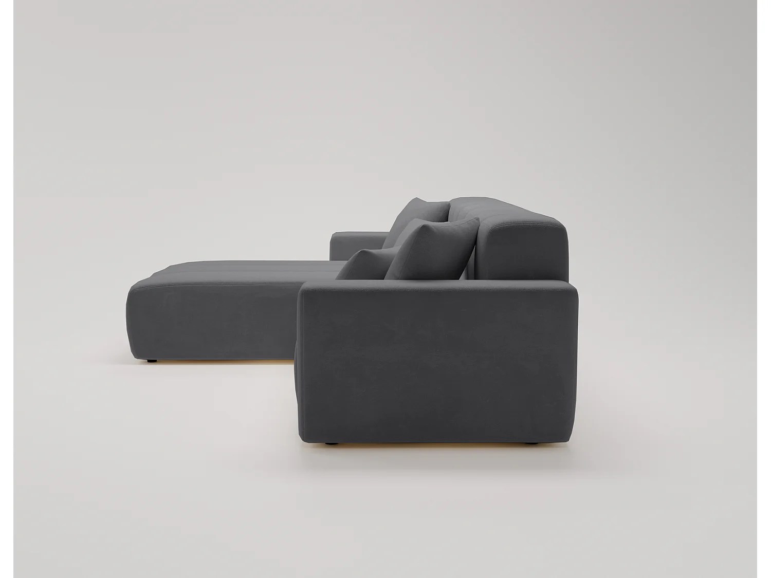 Emporius Miral narożnik w kształcie L - sofa do salonu bez funkcji spania i bez pojemnika - nowoczesny styl, lewostronny, tkanina aksamitna, szary (Komodo 21)