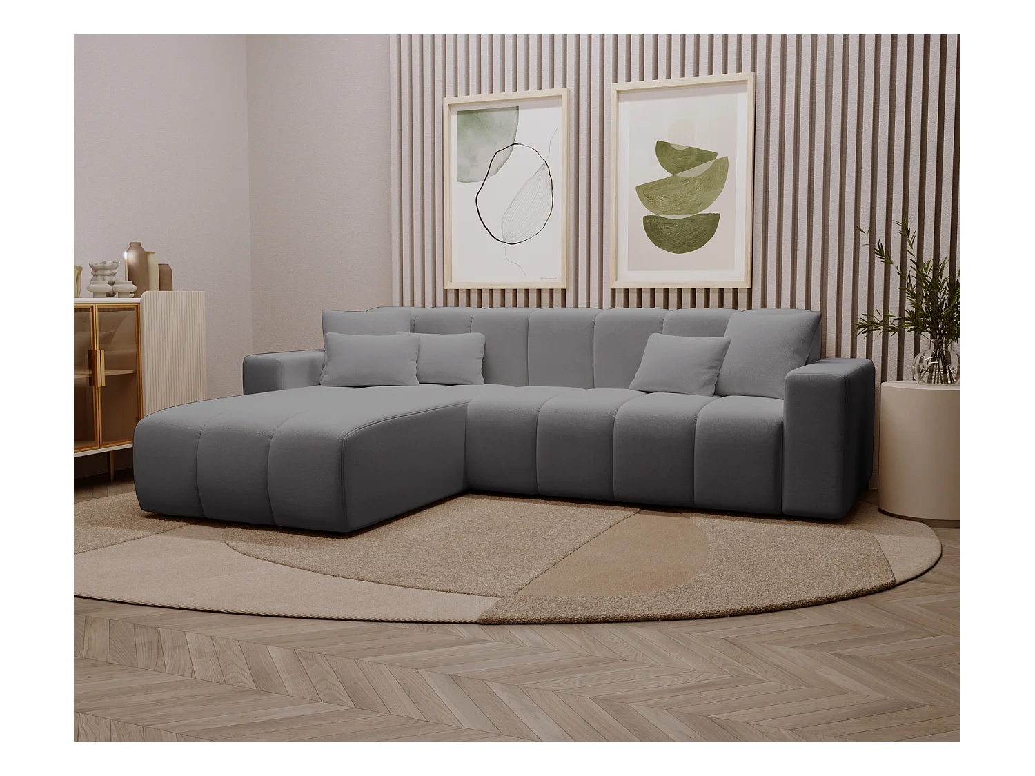 Emporius Miral Gauche Canapé d'angle 265 cm - Sofa, Canapé  4 Places,  Canapé d'angle Gris (Komodo 21)