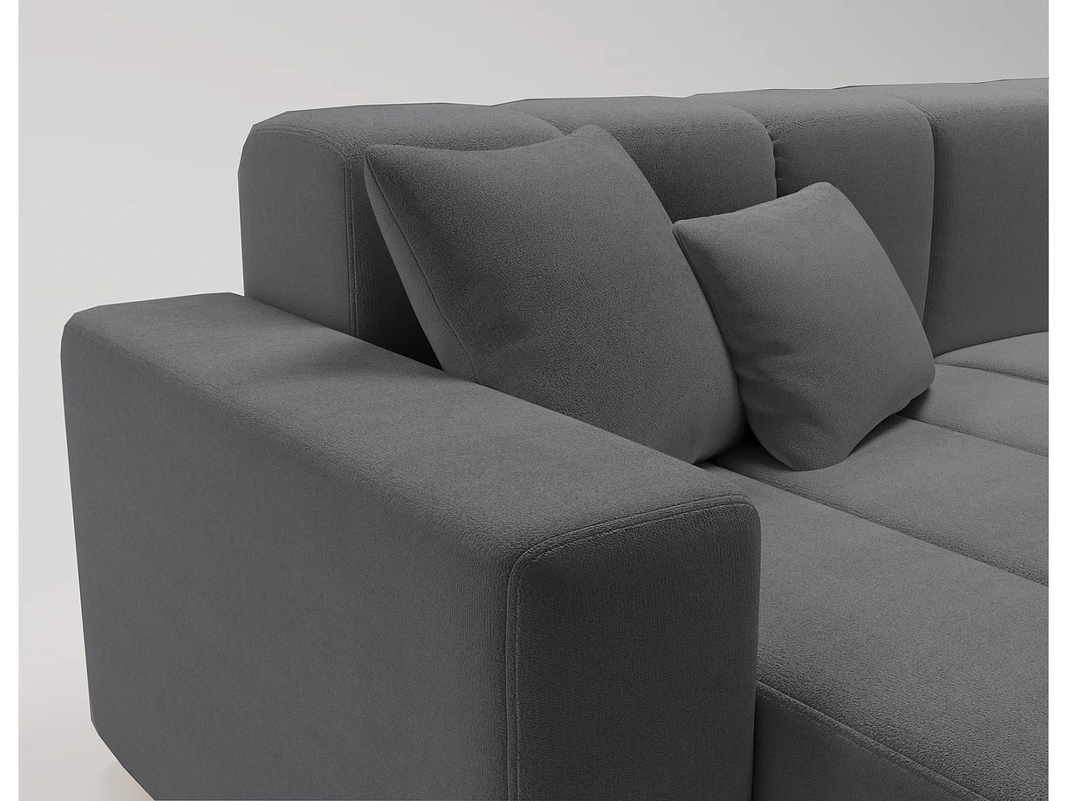 Emporius Miral narożnik w kształcie L - sofa do salonu bez funkcji spania i bez pojemnika - nowoczesny styl, lewostronny, tkanina aksamitna, szary (Komodo 21)