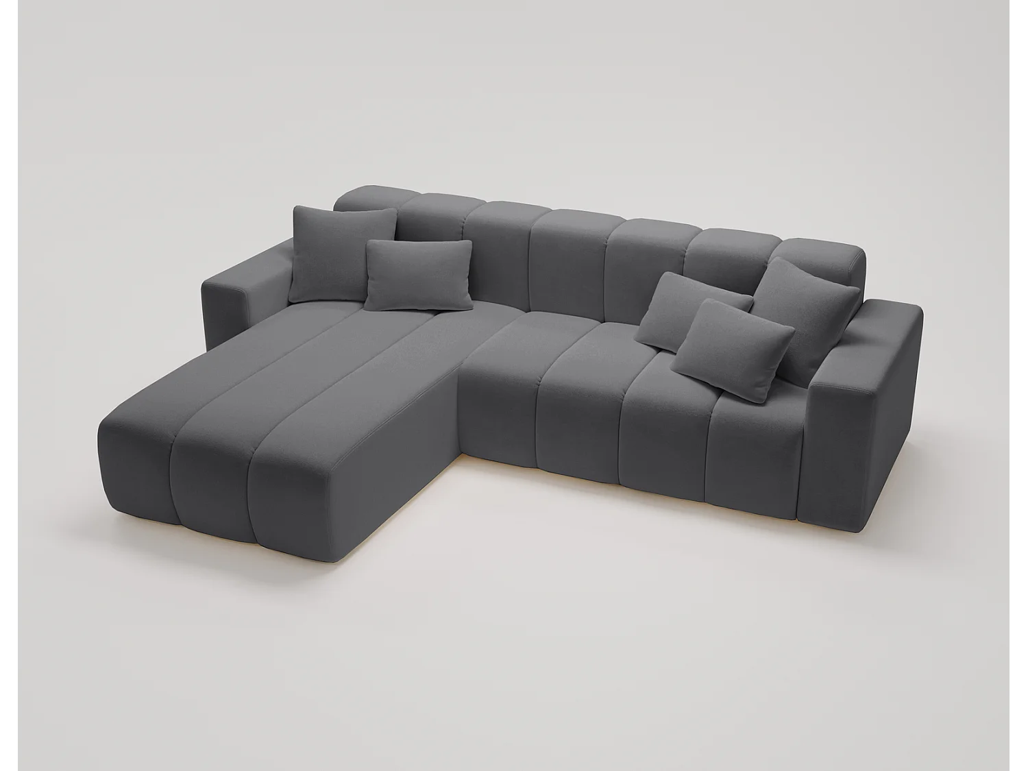 Emporius Miral narożnik w kształcie L - sofa do salonu bez funkcji spania i bez pojemnika - nowoczesny styl, lewostronny, tkanina aksamitna, szary (Komodo 21)