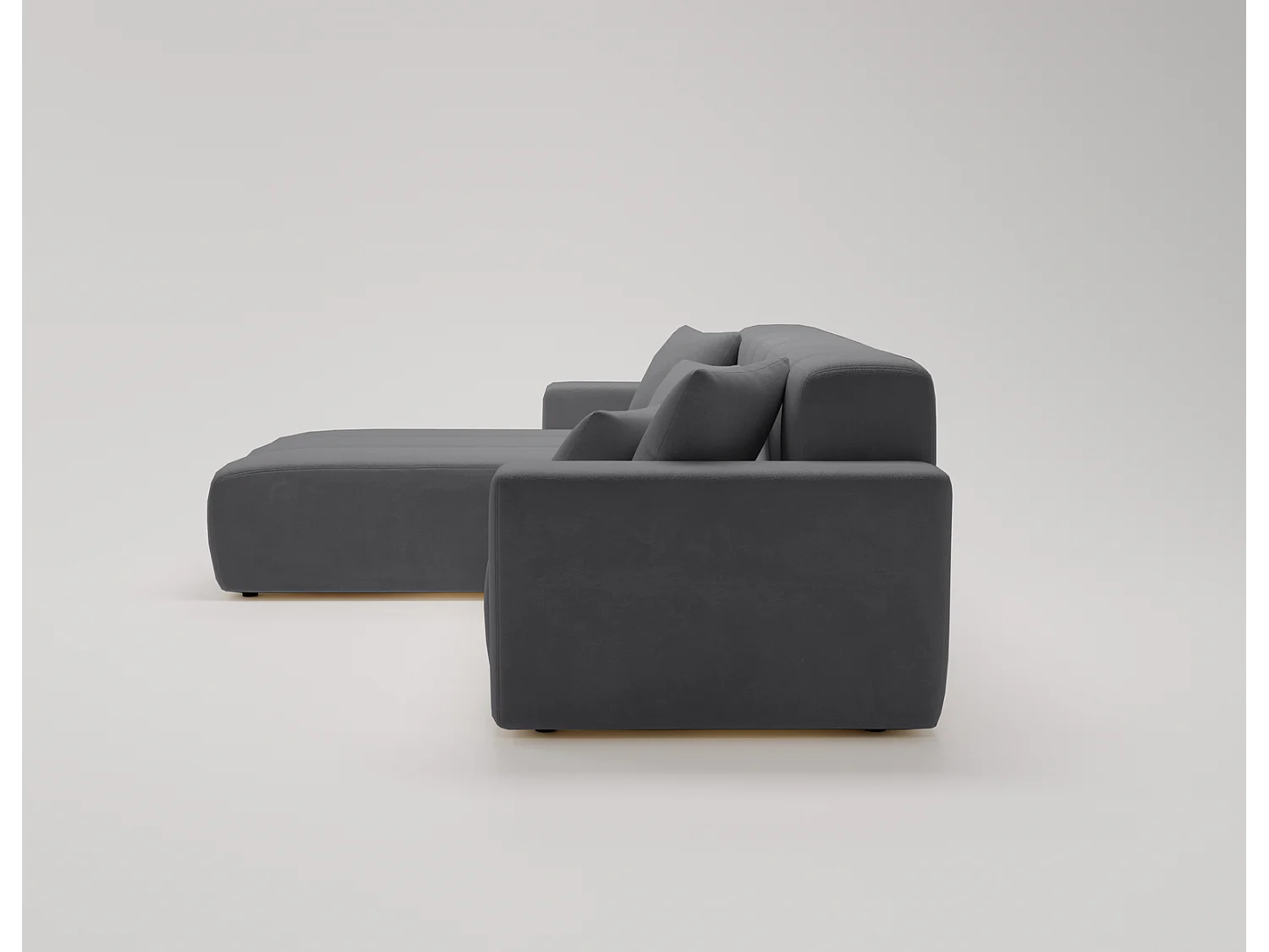 Emporius Miral narożnik w kształcie L - sofa do salonu bez funkcji spania i bez pojemnika - nowoczesny styl, lewostronny, tkanina aksamitna, szary (Komodo 21)