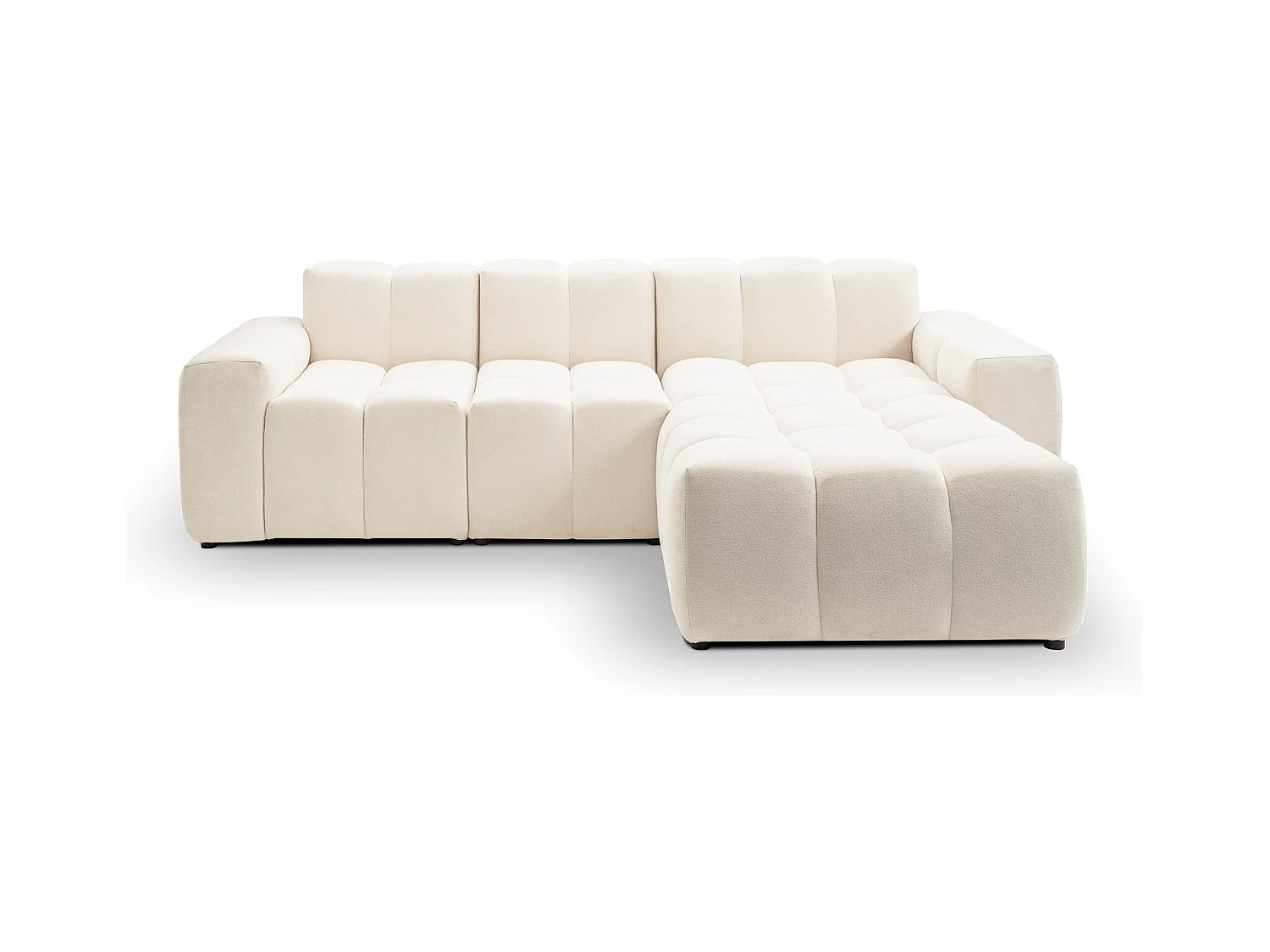 Emporius Napoli Droit Canapé d'angle, Canapé  4 Places, Canapé d'angle 265x180 cm Crème (Komodo 10)