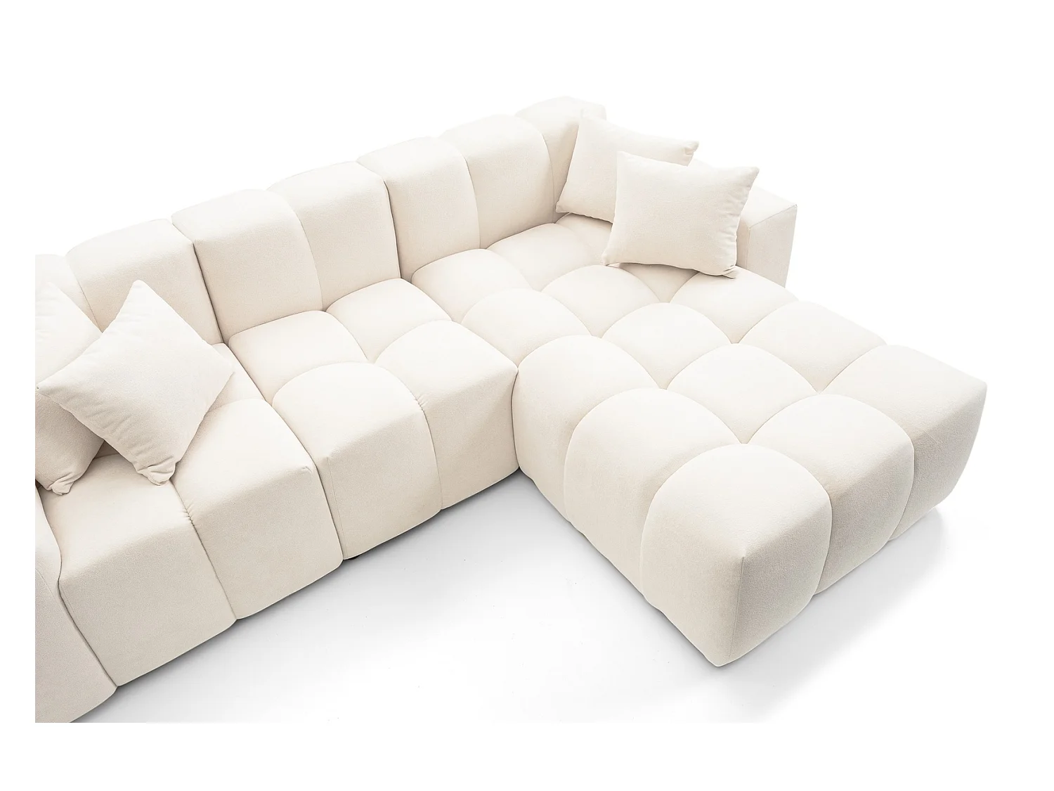 Emporius Napoli Droit Canapé d'angle, Canapé  4 Places, Canapé d'angle 265x180 cm Crème (Komodo 10)