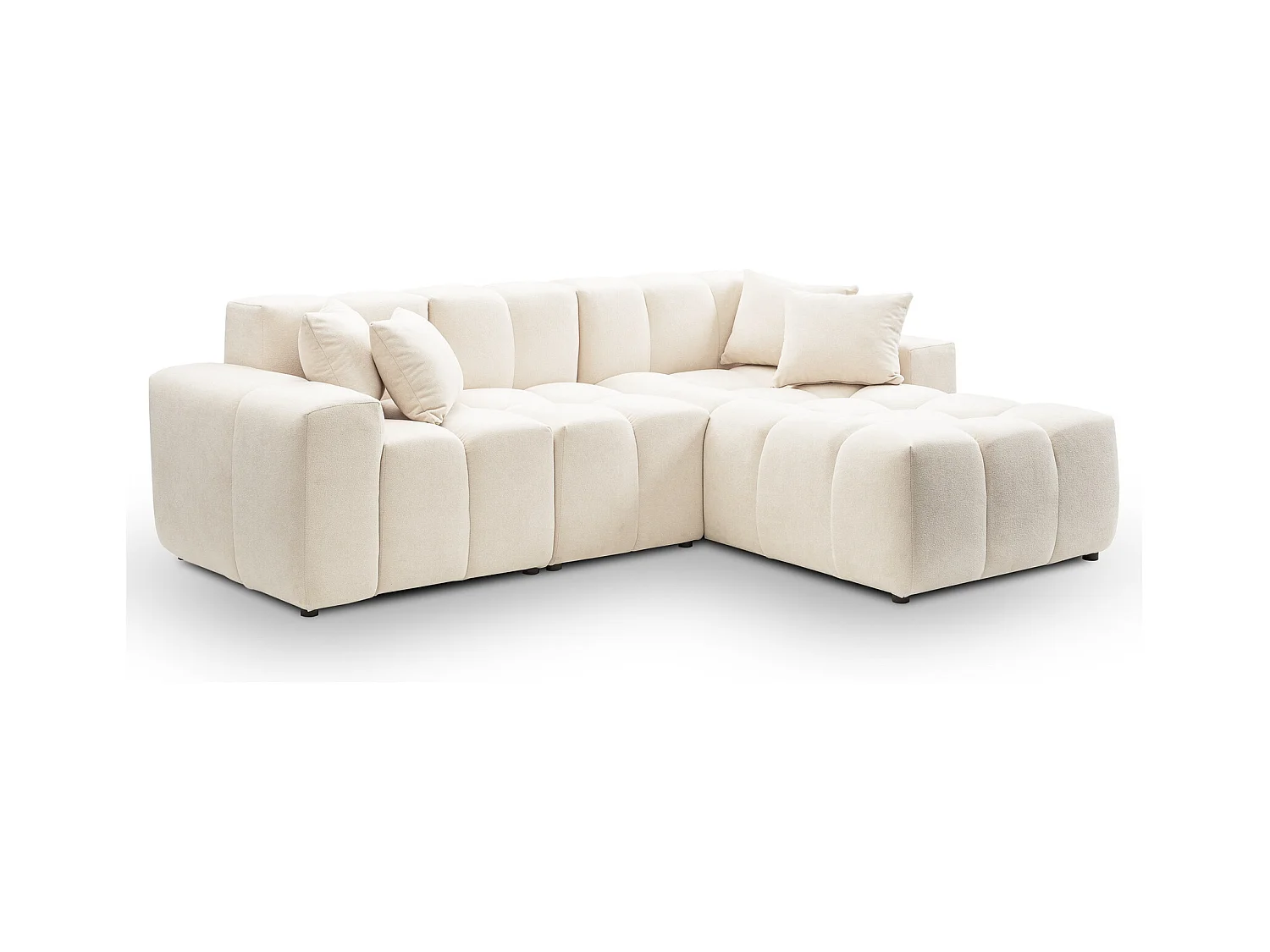 Emporius Napoli Droit Canapé d'angle, Canapé  4 Places, Canapé d'angle 265x180 cm Crème (Komodo 10)