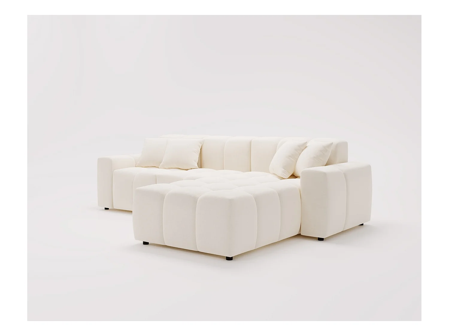 Emporius Napoli Droit Canapé d'angle, Canapé  4 Places, Canapé d'angle 265x180 cm Crème (Komodo 10)