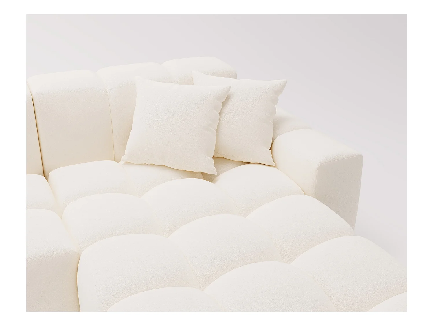 Emporius Napoli Droit Canapé d'angle, Canapé  4 Places, Canapé d'angle 265x180 cm Crème (Komodo 10)