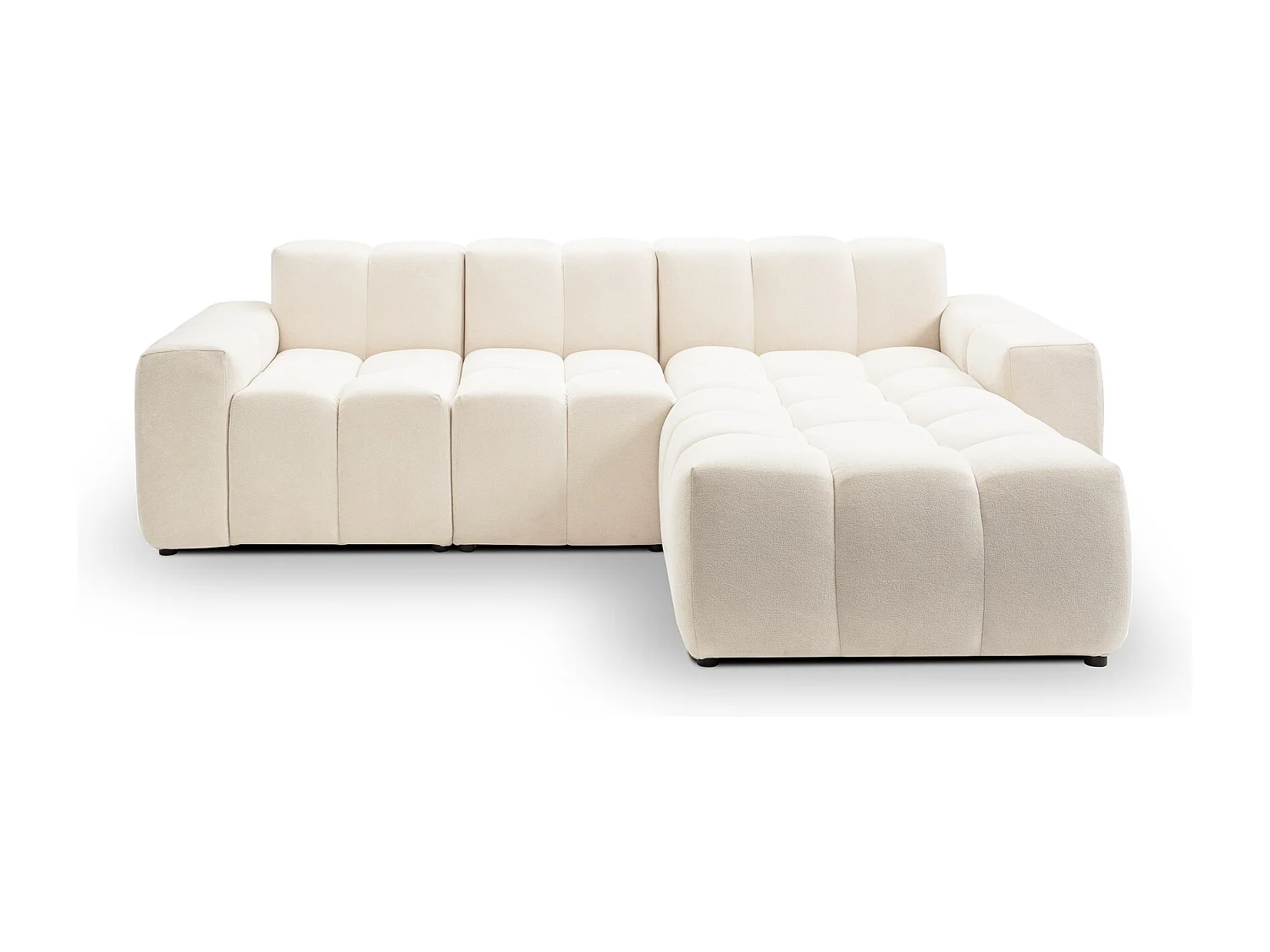 Emporius Napoli Droit Canapé d'angle, Canapé  4 Places, Canapé d'angle 265x180 cm Crème (Komodo 10)