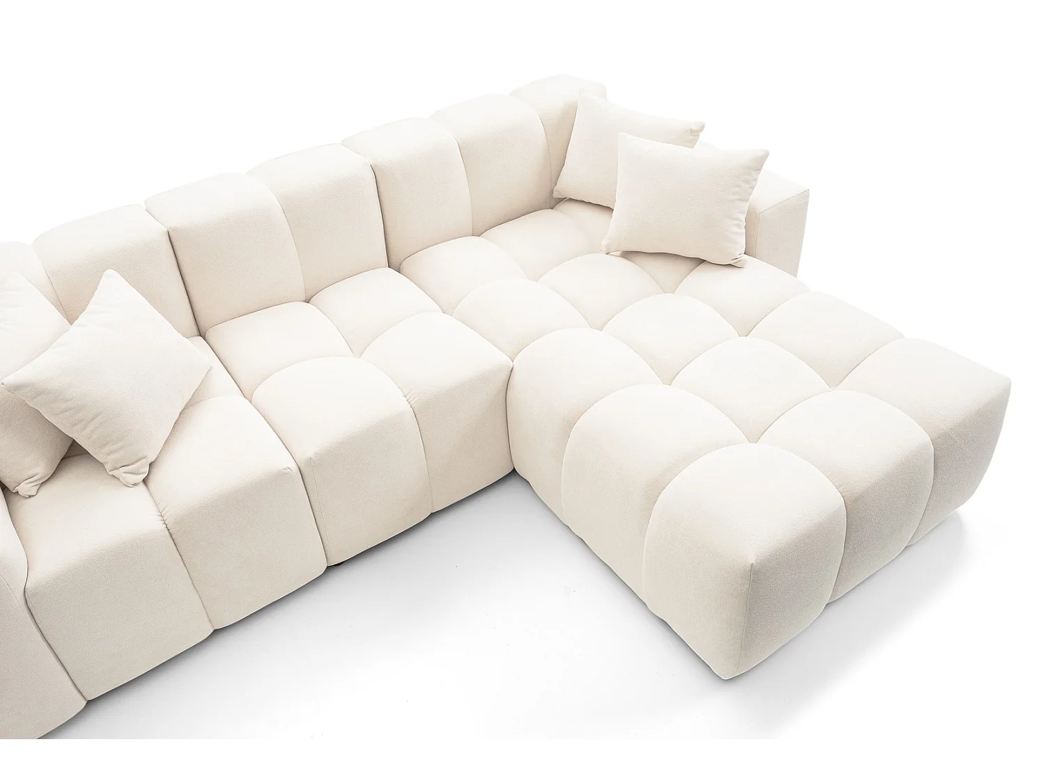 Emporius Napoli Droit Canapé d'angle, Canapé  4 Places, Canapé d'angle 265x180 cm Crème (Komodo 10)