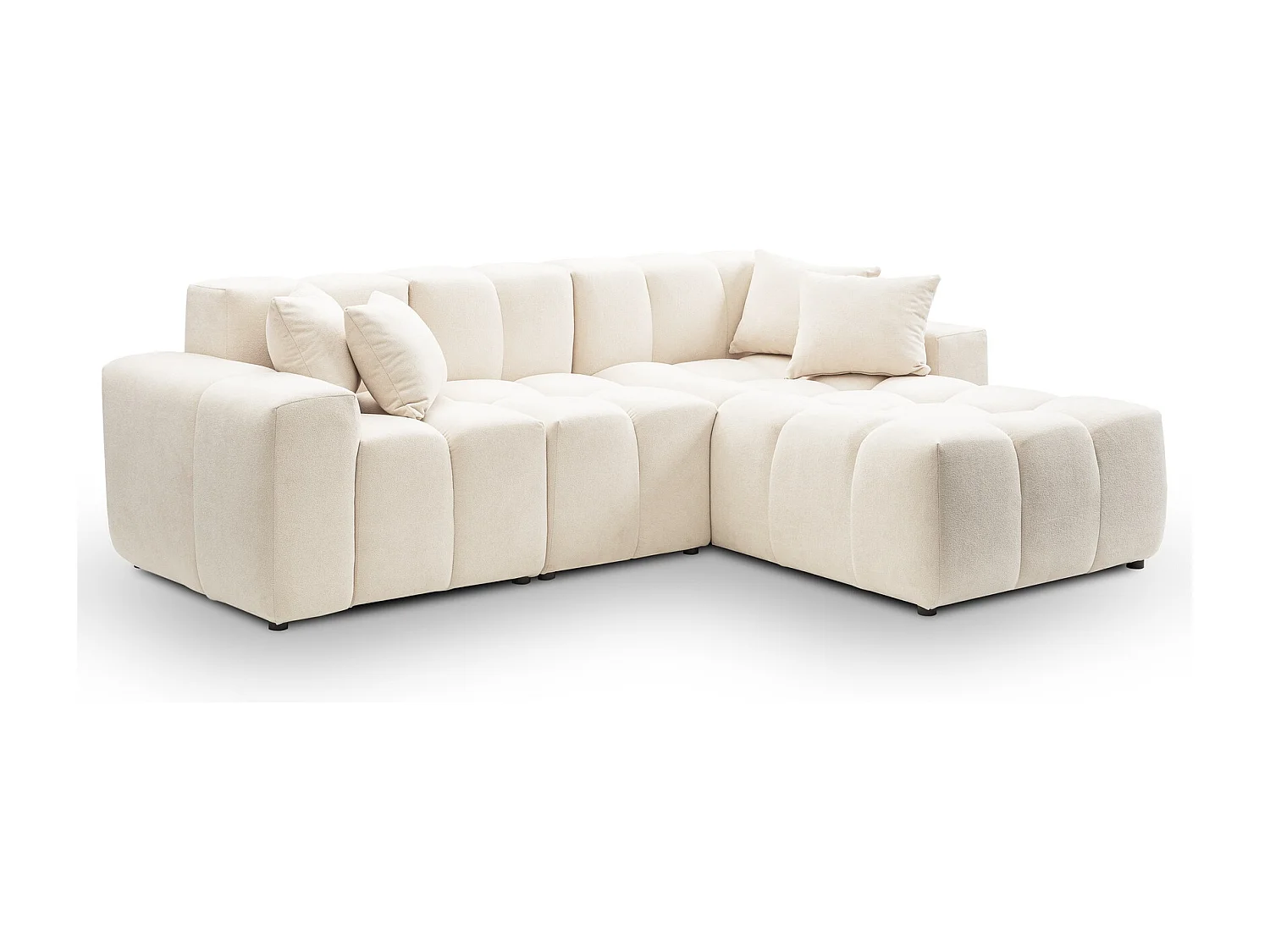 Emporius Napoli Droit Canapé d'angle, Canapé  4 Places, Canapé d'angle 265x180 cm Crème (Komodo 10)