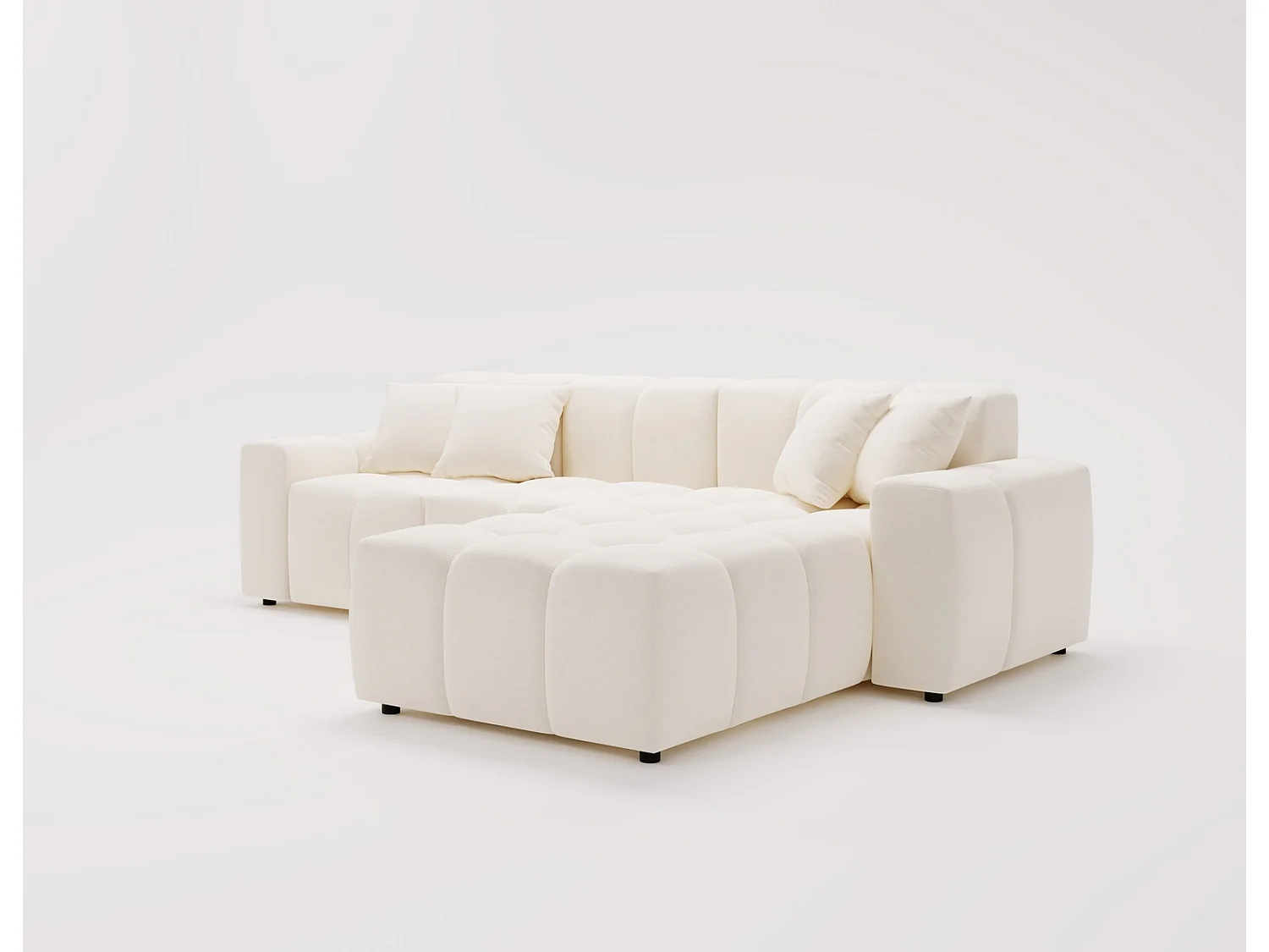 Emporius Napoli Droit Canapé d'angle, Canapé  4 Places, Canapé d'angle 265x180 cm Crème (Komodo 10)