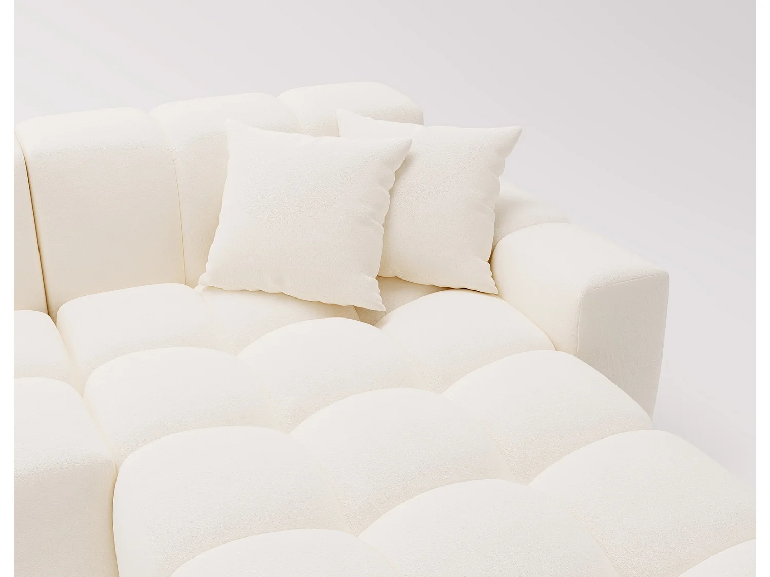 Emporius Napoli Droit Canapé d'angle, Canapé  4 Places, Canapé d'angle 265x180 cm Crème (Komodo 10)