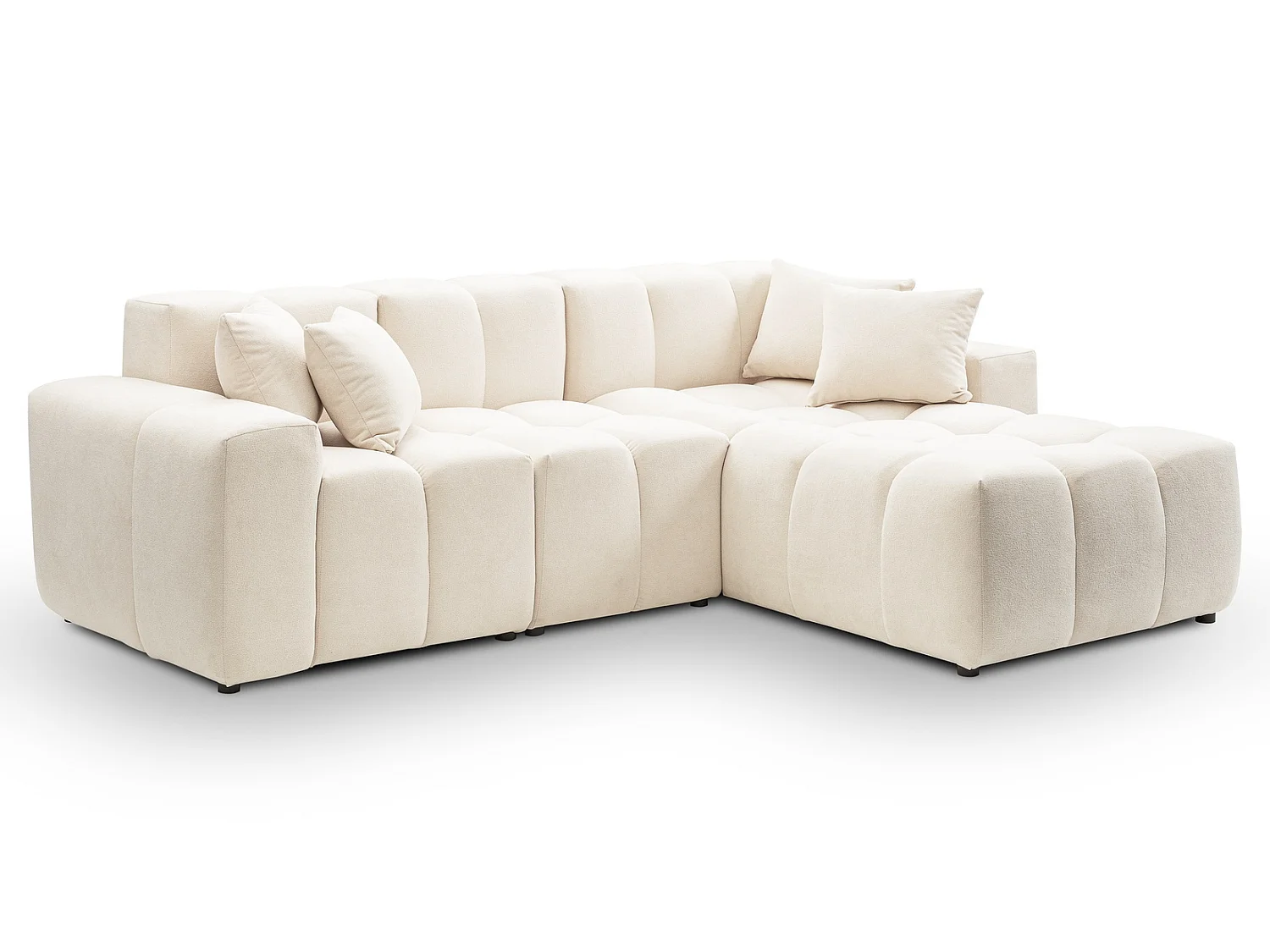 Hoekbank Napoli 265x180 cm, sofa, woonkamerbank, rechts, crème