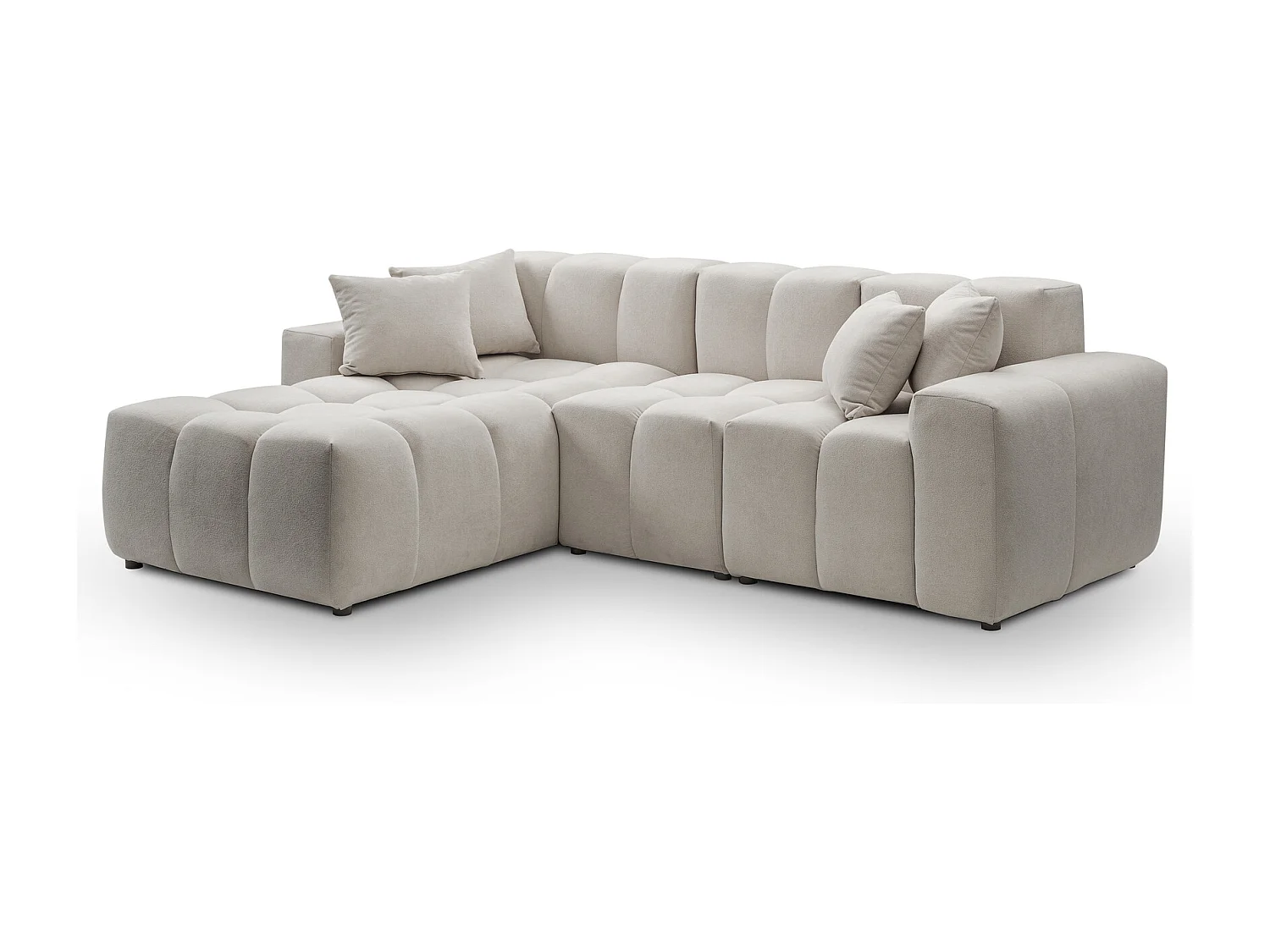 Emporius Napoli Gauche Canapé d'angle, Canapé  4 Places, Canapé d'angle 265x180 cm Gris clair (Komodo 20)