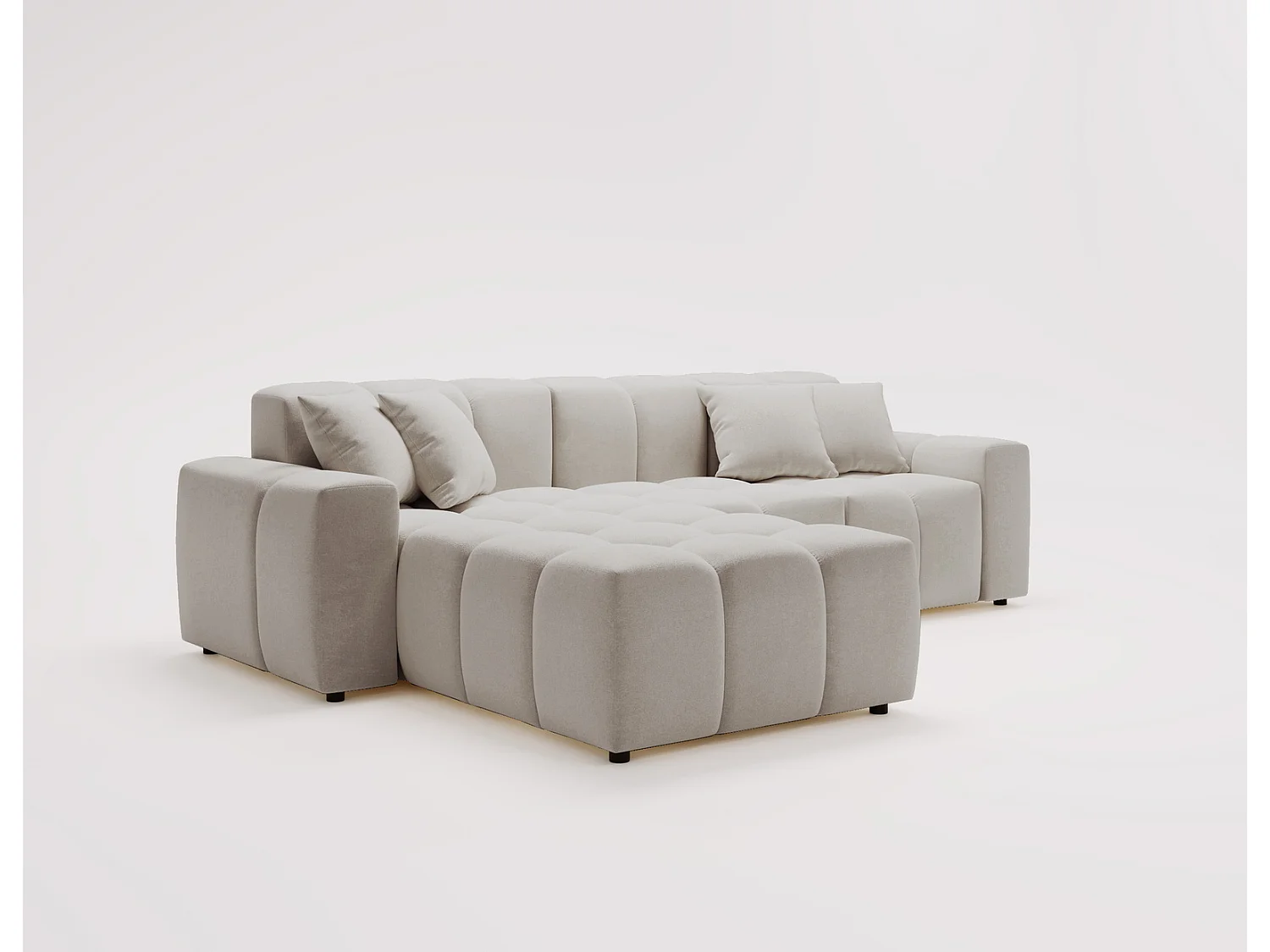 Emporius Napoli Gauche Canapé d'angle, Canapé  4 Places, Canapé d'angle 265x180 cm Gris clair (Komodo 20)