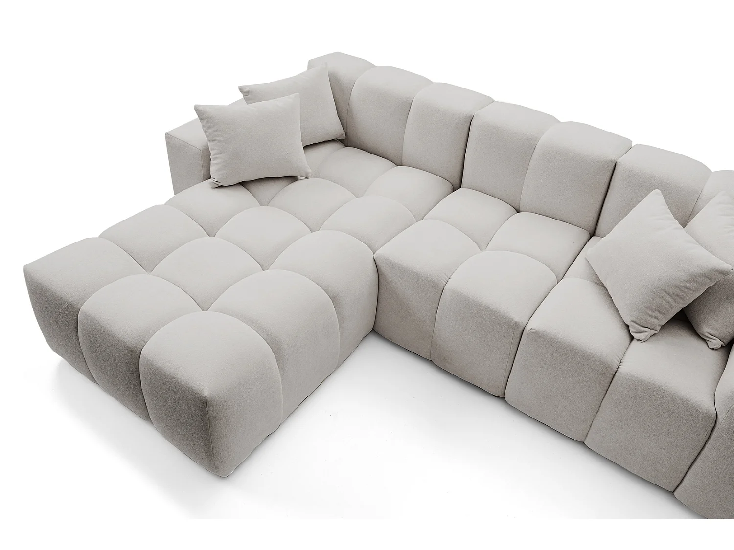Hoekbank Napoli 265x180 cm, sofa, woonkamerbank, links, lichtgrijs