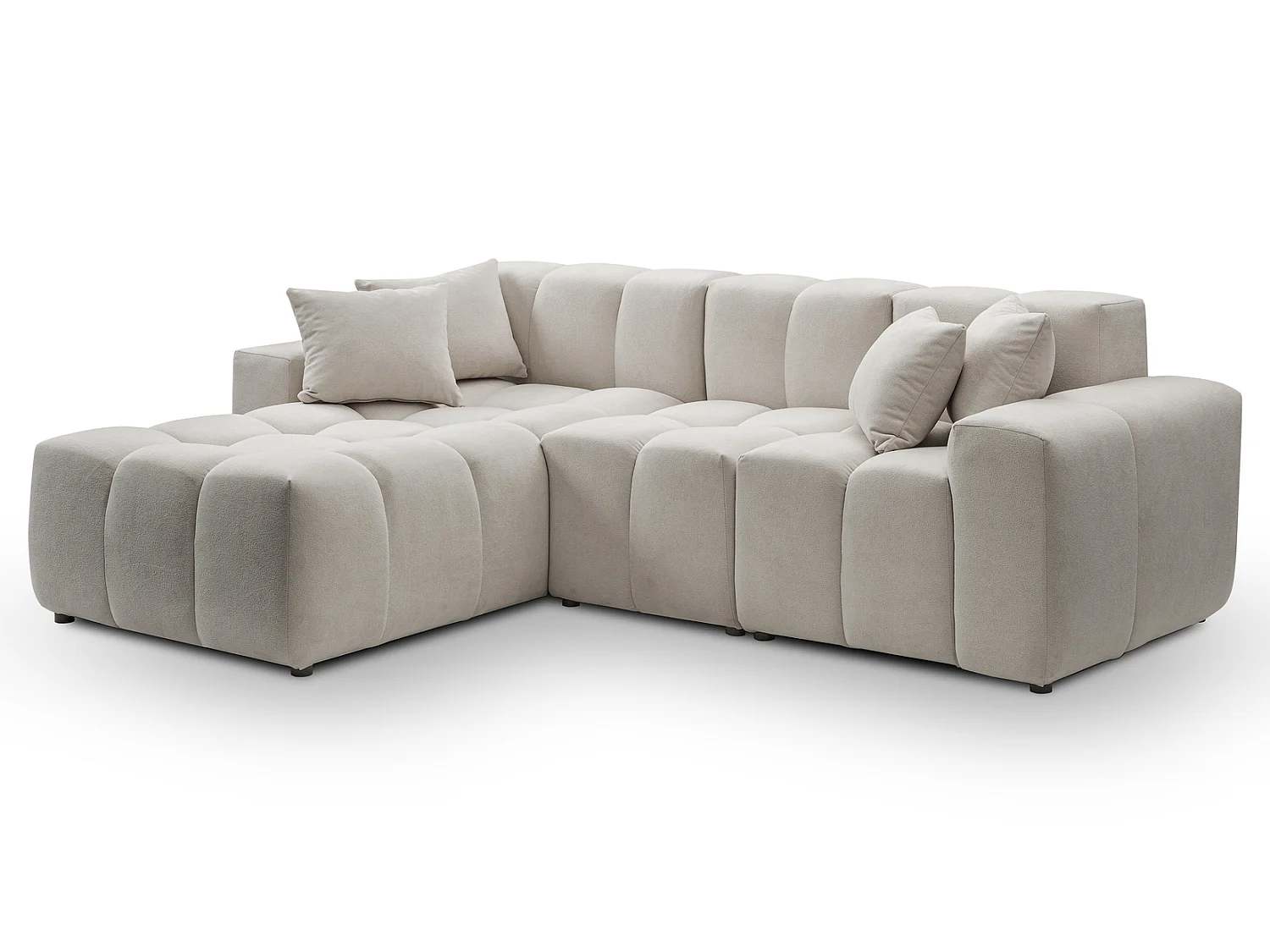 Hoekbank Napoli 265x180 cm, sofa, woonkamerbank, links, lichtgrijs