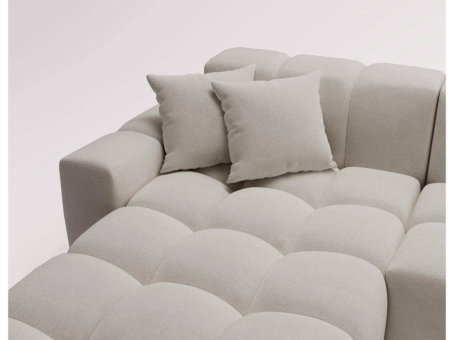 Hoekbank Napoli 265x180 cm, sofa, woonkamerbank, links, lichtgrijs