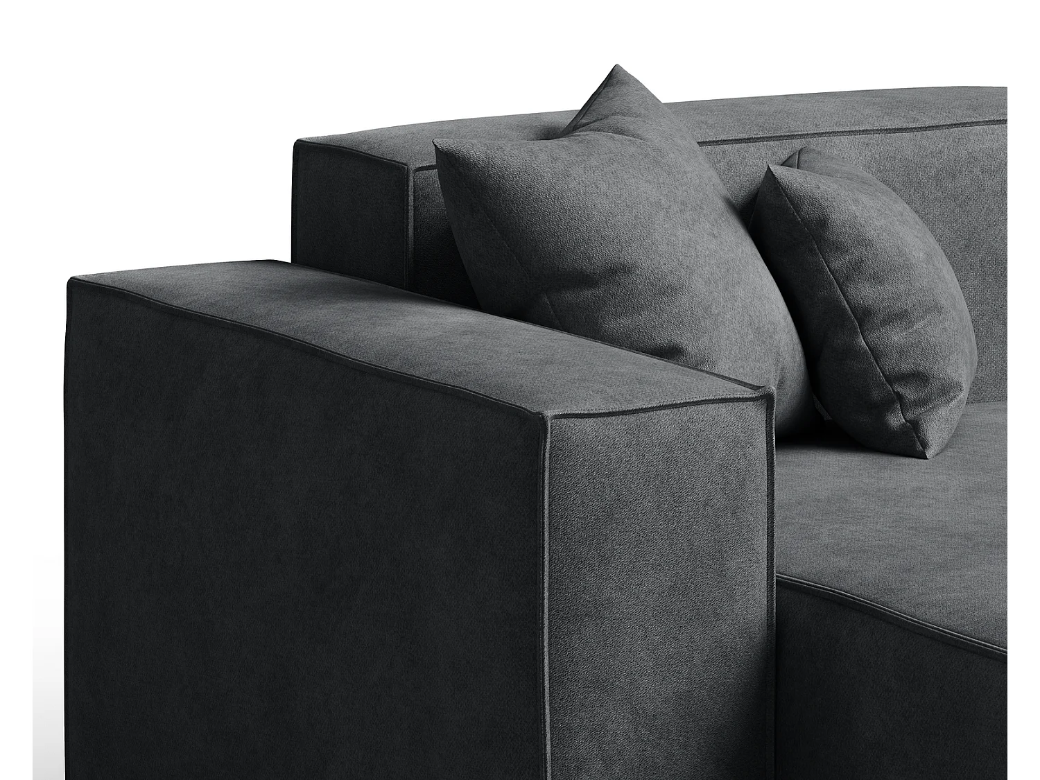 Canapé d'angle Figo, 265x180 cm, design moderne, gauche, gris foncé