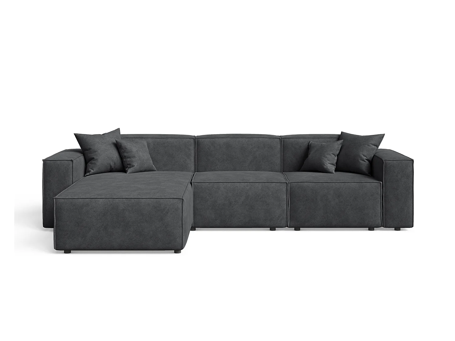 Canapé d'angle Figo, 265x180 cm, design moderne, gauche, gris foncé
