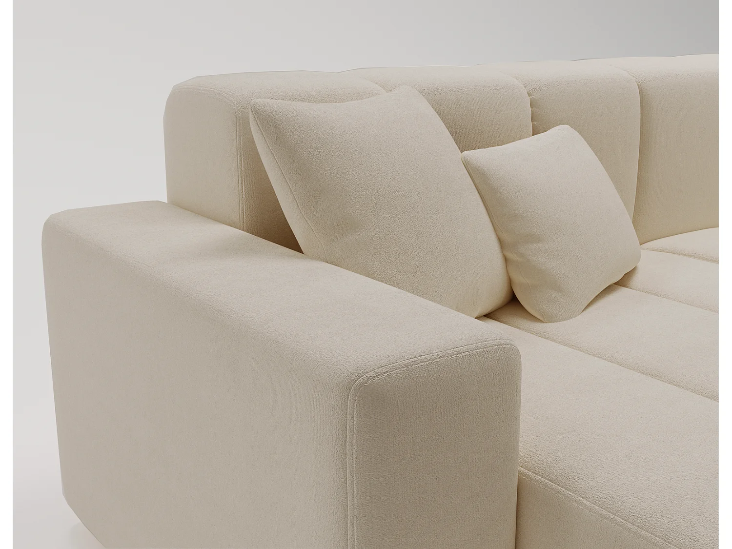 Emporius Miral narożnik w kształcie L - sofa do salonu bez funkcji spania i bez pojemnika - nowoczesny styl, lewostronny, tkanina aksamitna, beżowy (Komodo 11)