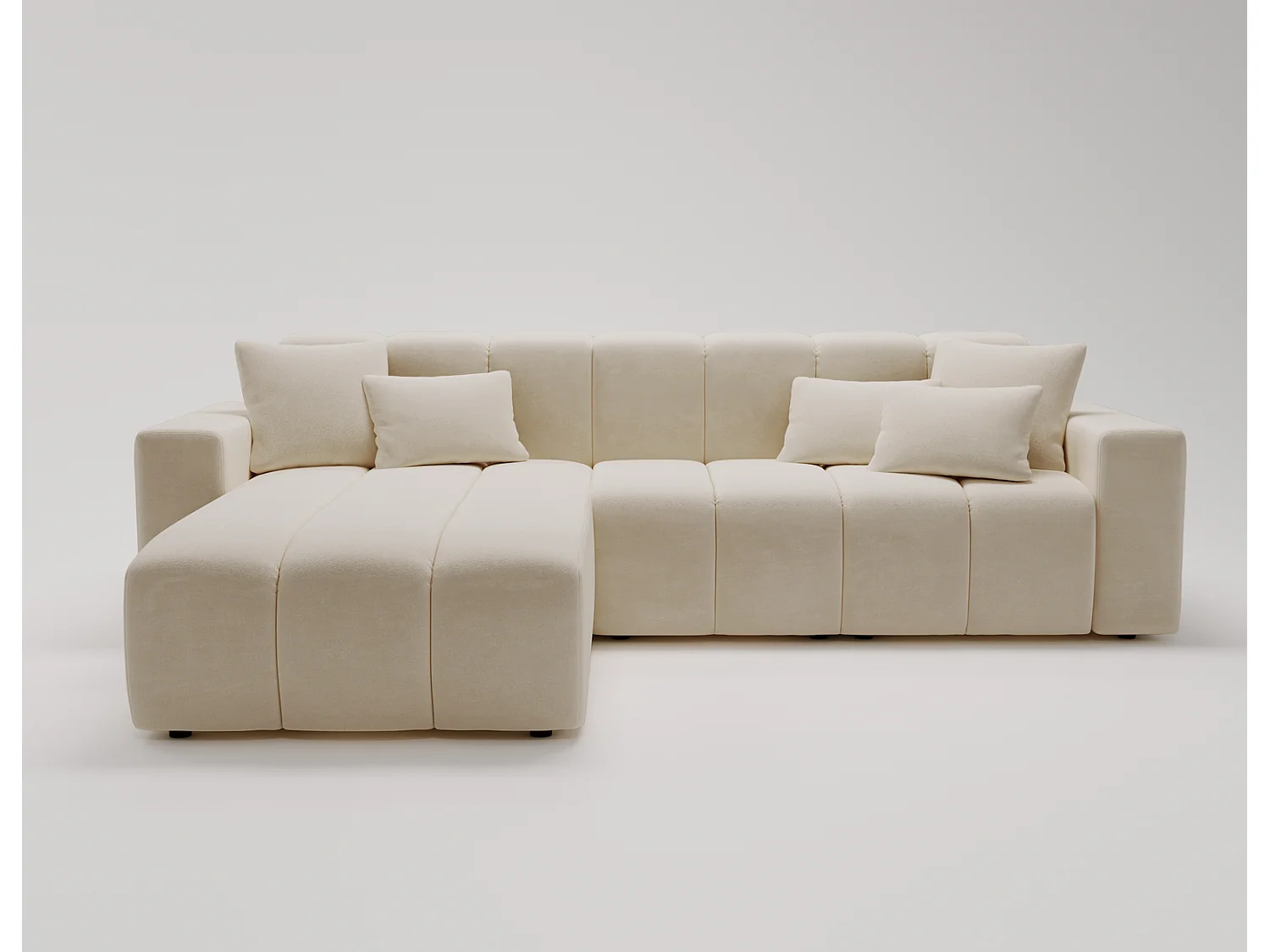 Emporius Miral narożnik w kształcie L - sofa do salonu bez funkcji spania i bez pojemnika - nowoczesny styl, lewostronny, tkanina aksamitna, beżowy (Komodo 11)