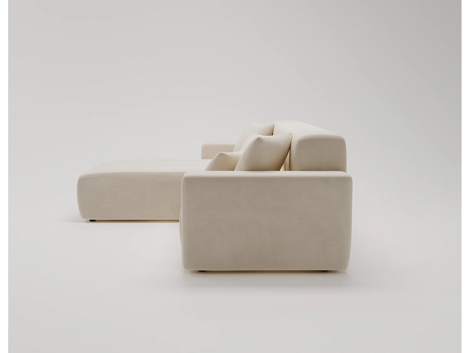 Emporius Miral narożnik w kształcie L - sofa do salonu bez funkcji spania i bez pojemnika - nowoczesny styl, lewostronny, tkanina aksamitna, beżowy (Komodo 11)